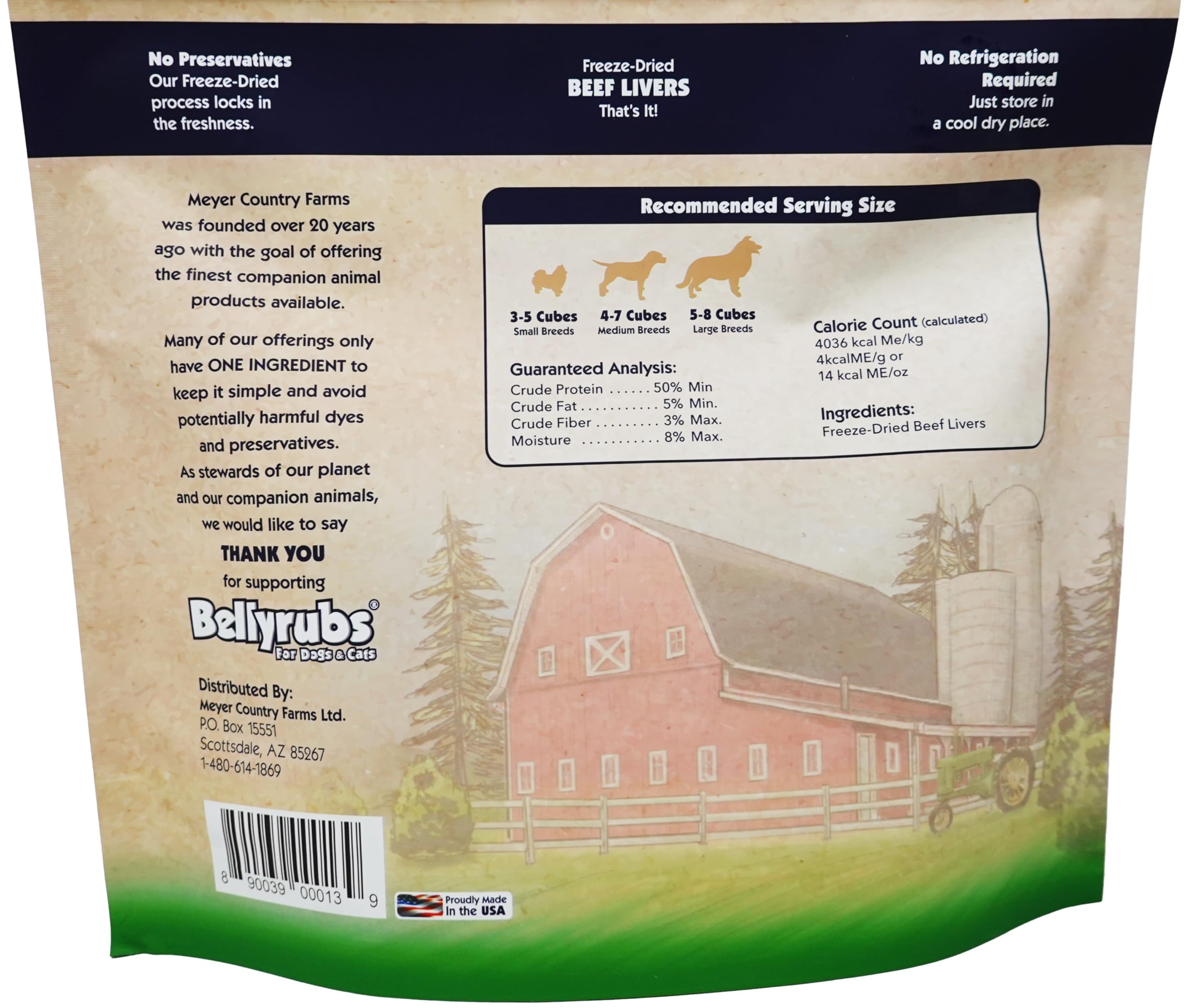 Bellyrubs Freeze-Dried Beef Liver Treats for Dogs, All-Natural, High Protein, 14oz, Gluten & Grain Free, Made in USA