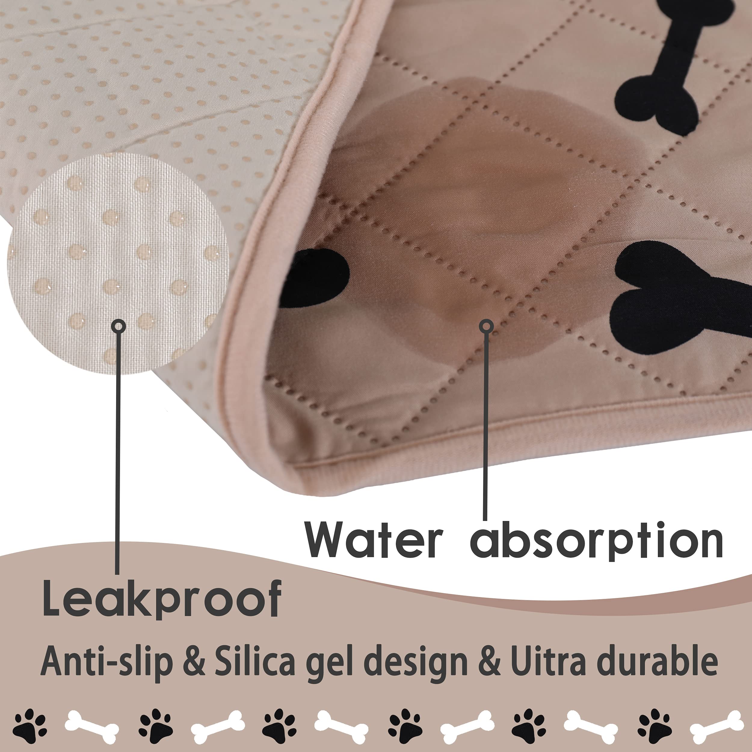 Dog Crate Pee Pads - Wahable Dog Rugs Non-Slip Puppy Pads For Small Dogs, Water Absorb Training Pads (4060 Beige)