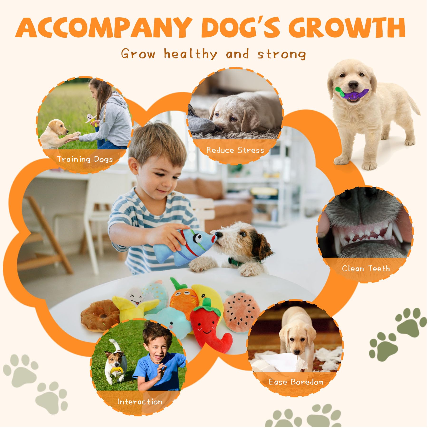 Qtwoof Charming Chorus 20-Pack Squeaky Toys Set - 4 Bags, Plush Puppy Toys With Cute Characters For Small Dogs, Interactive Sque