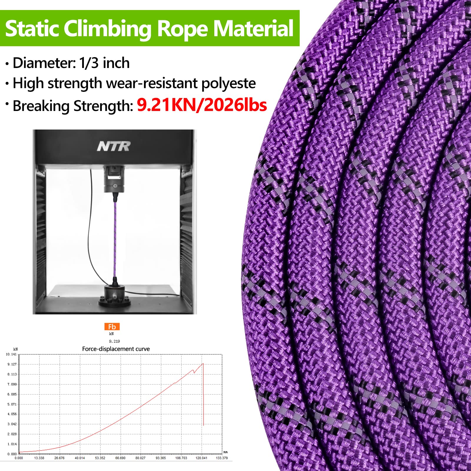 Ntr 25Ft Training Leash For Dog, Purple Rope Leash With Swivel Lockable Hook, Reflective Thread, Padded Handle, Dog Lead Line For Walking, Hunting, Camping, Backyard For Small Medium Large Dog