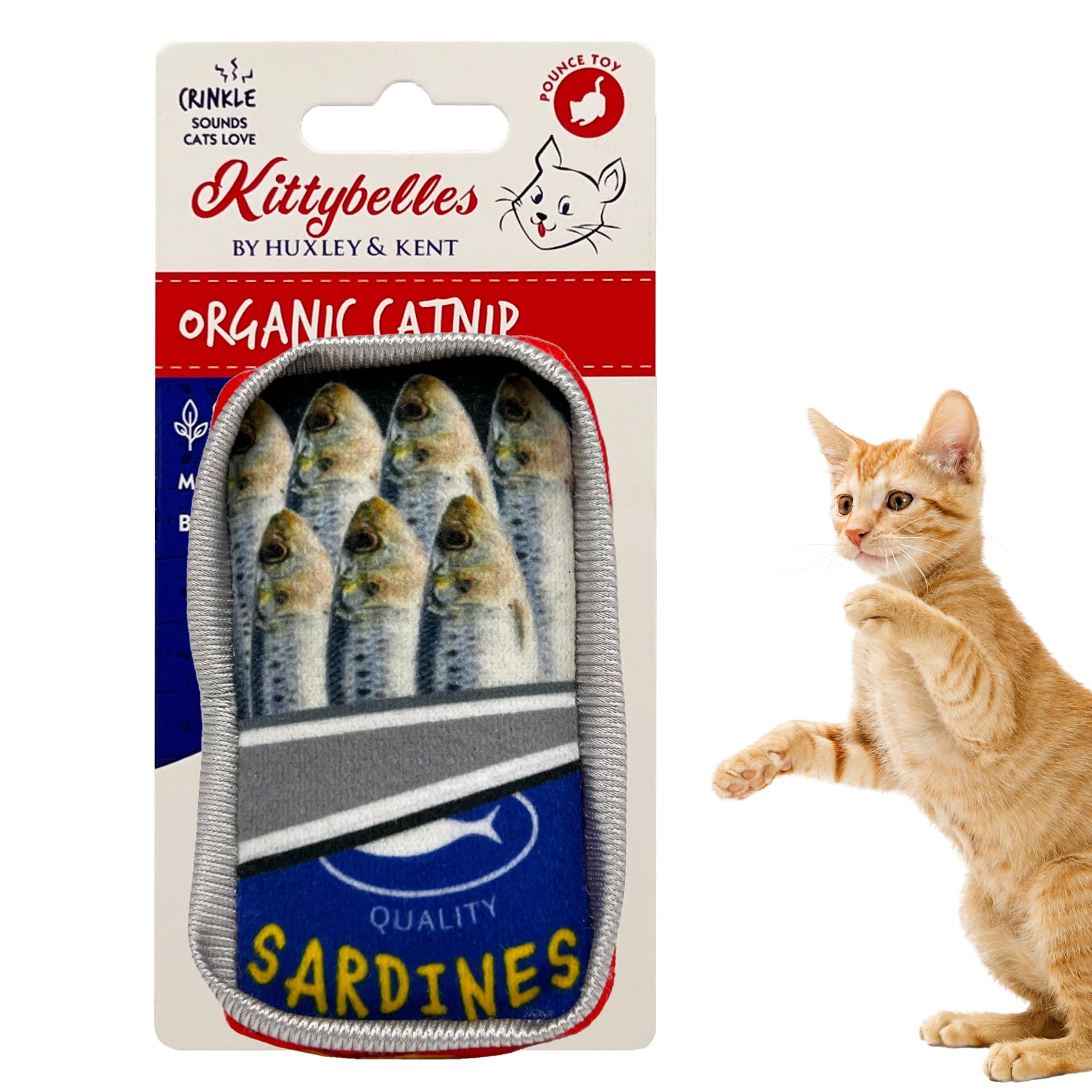 Huxley & Kent Plush Cat Toy - Sardine Tin - Snack Attack Strong Catnip Filled - Plush Interactive Kitten And Cat Toy With Catnip