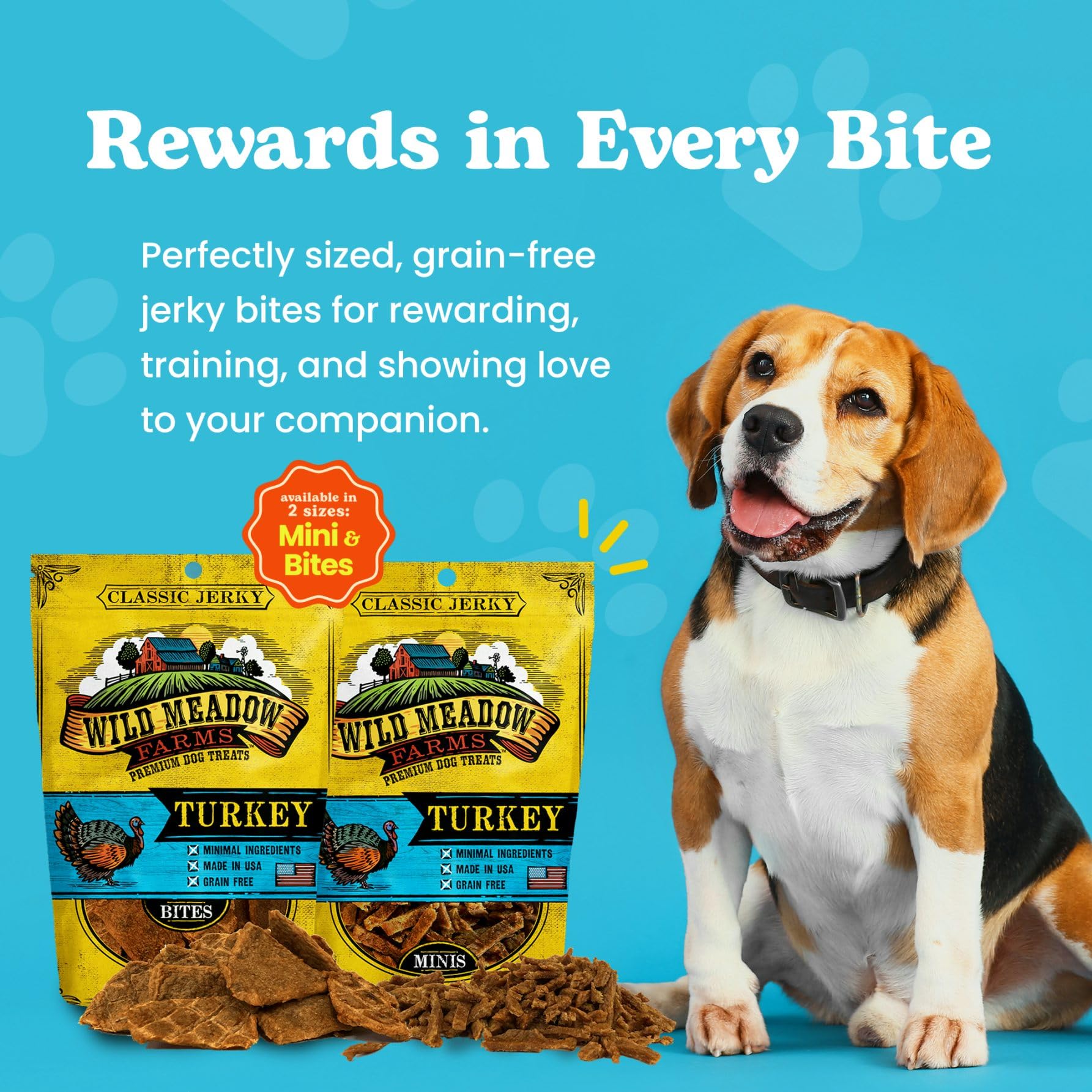 Wild Meadow Farms - Classic Turkey Bites, Soft Jerky Treats for Dogs, Grain-Free & All-Natural, Ideal for Training, Portioning,