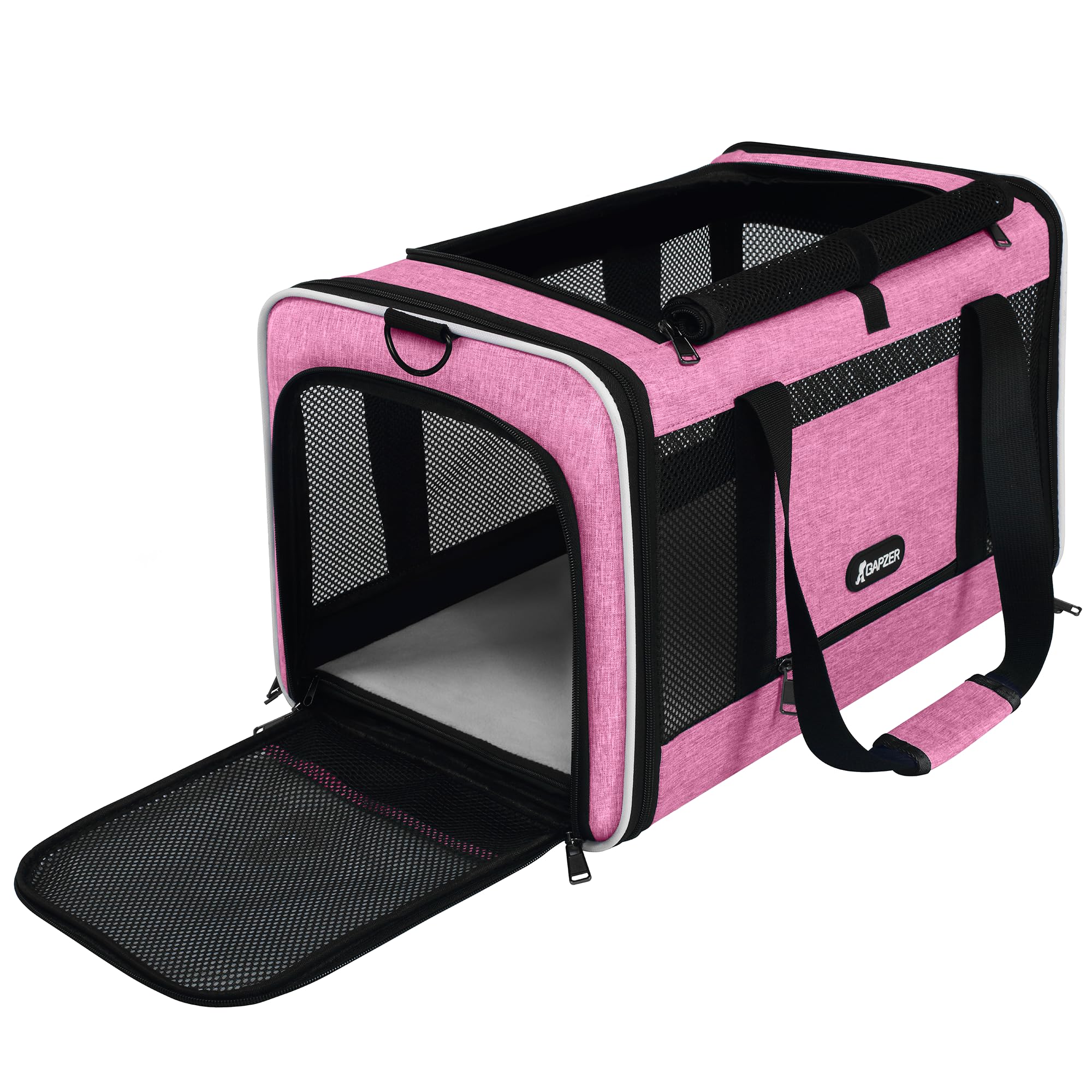 GAPZER Cat Carrier 18x11x11 Delta Airline Approved, Easy Load Soft Pet Plane Travel Bag 15 pounds, Teacup Dog Crate 12 lbs, York