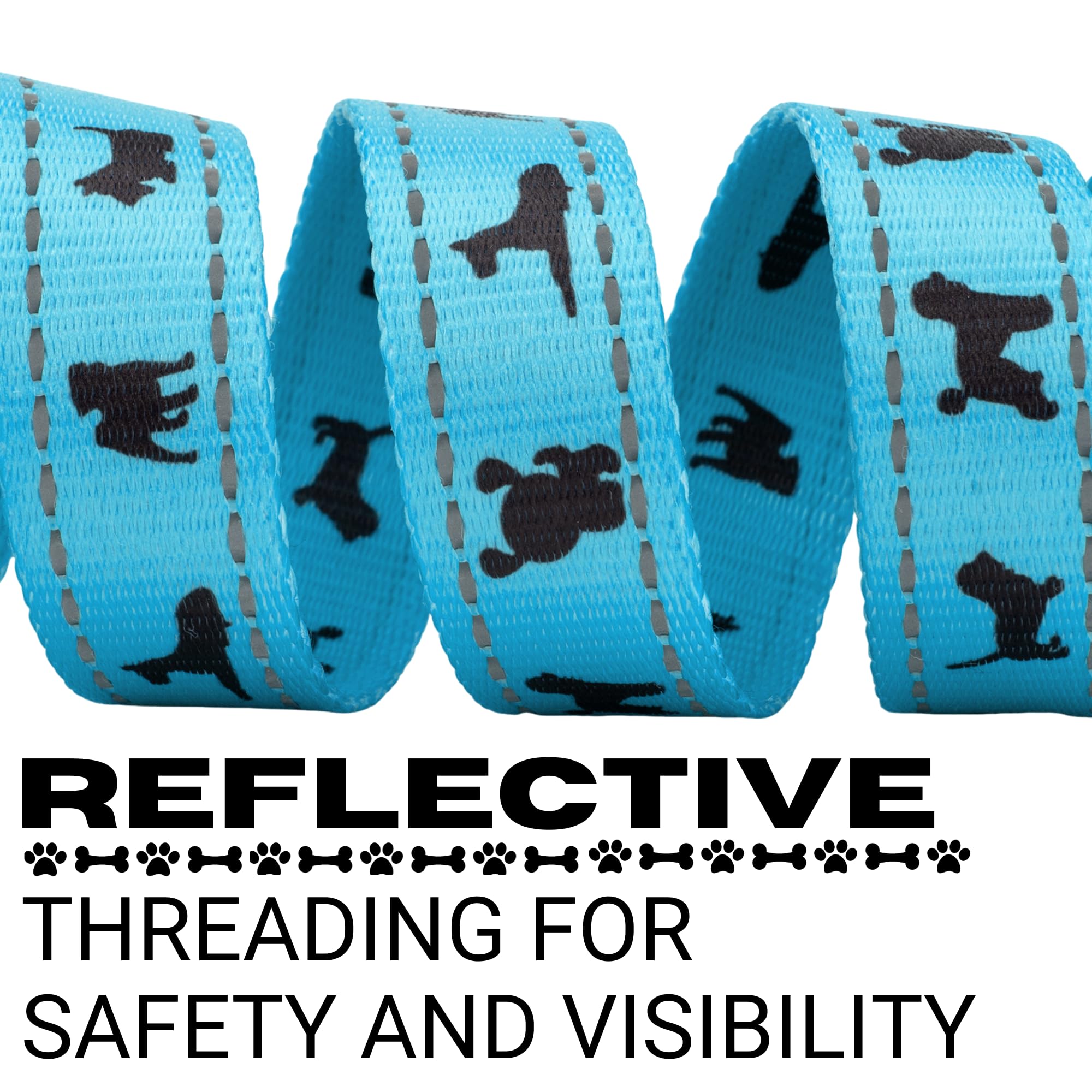 Ecobark Dog Leash - Soft & Reflective Comfort Training Leashes With Padded Handle - Strong Durable Heavy Duty - Training And Pulling For Small, Medium Or Large Dogs (Sky Blue)
