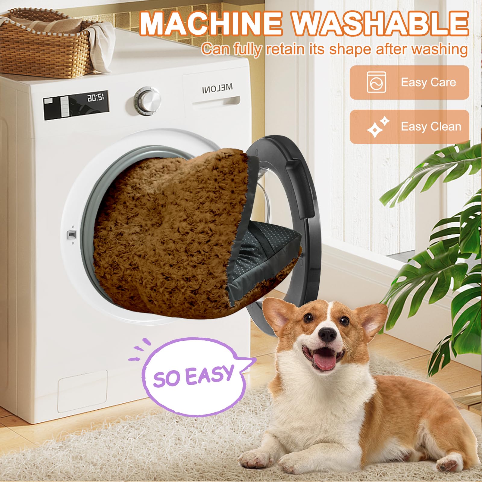 Pocblue Deluxe Washable Dog Bed For Small Dogs Dog Crate Mat 24 Inch Comfy Fluffy Kennel Pad Anti-Slip For Dogs Up To 25 Lbs, 24' X 17', Brown