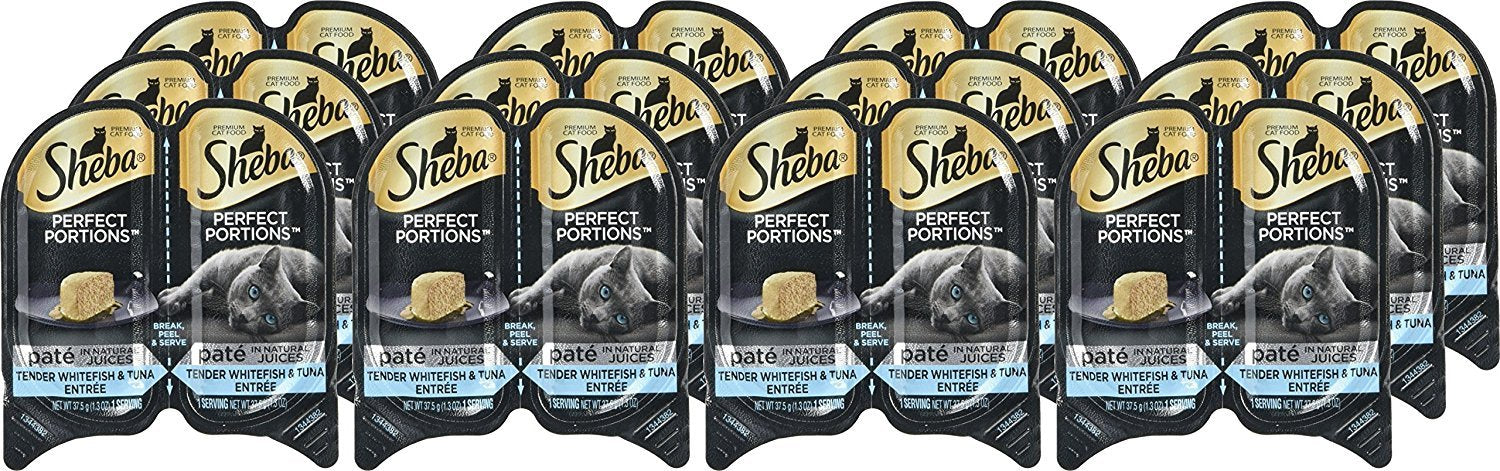 Sheba Premium Cat Food Perfect Portions Multipack - Delicate Salmon Entree And Tender Whitefish & Tuna Entree- 24 Ct