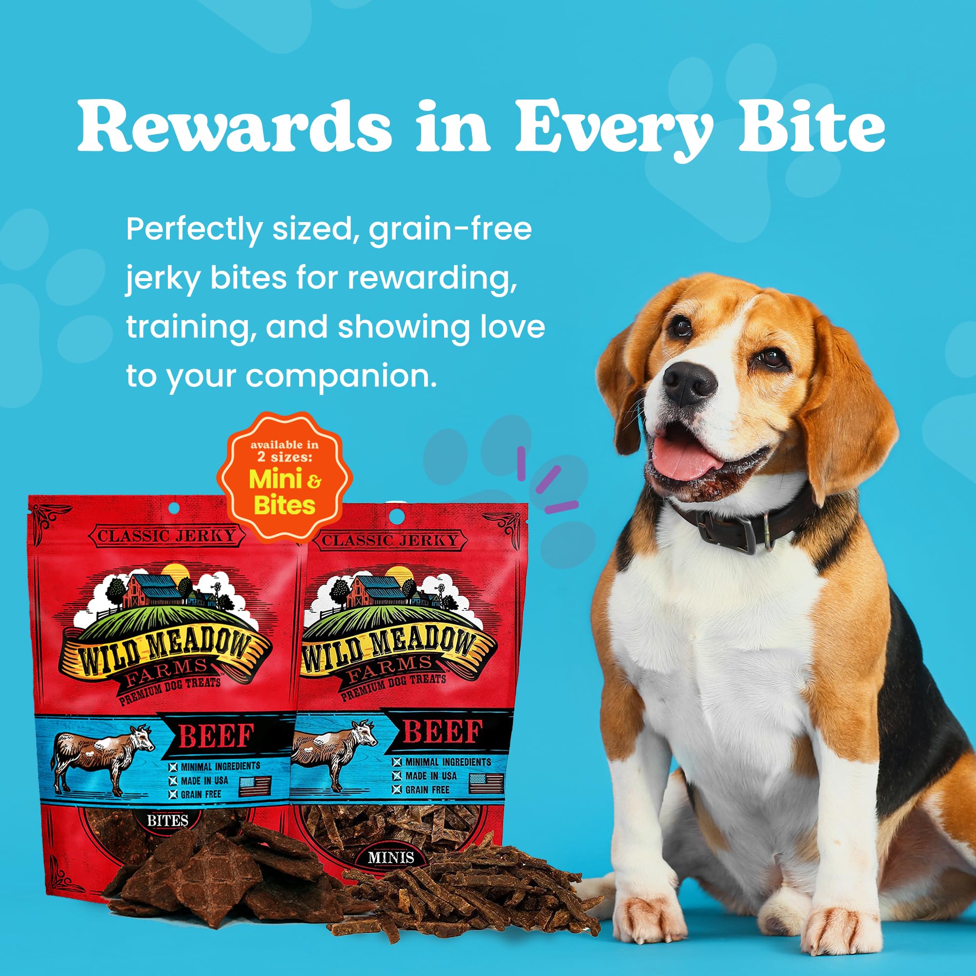 Wild Meadow Farms - Classic Beef Bites, Soft Jerky Treats for Dogs, Grain-Free & All-Natural, Ideal for Training, Portioning, an