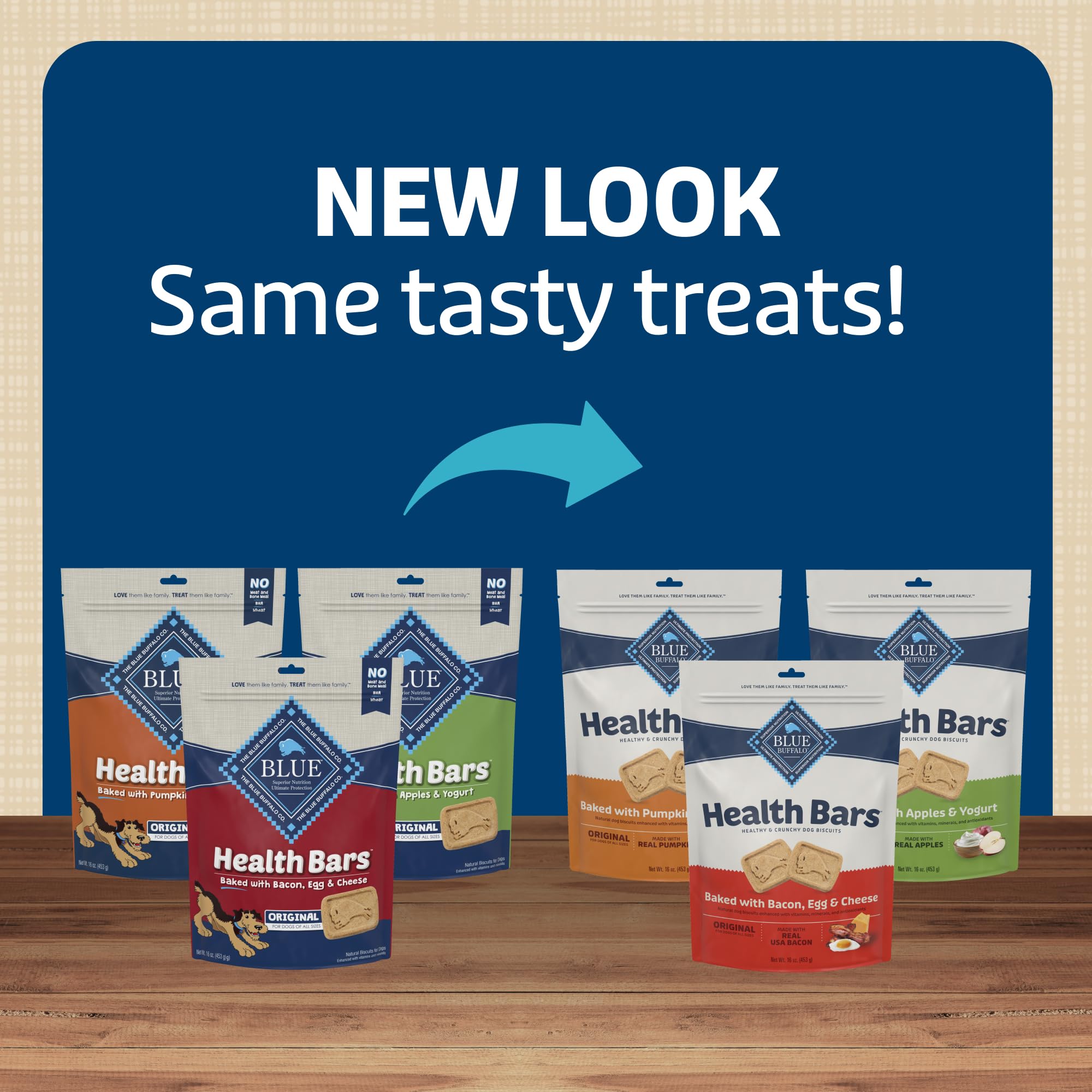 Blue Buffalo Health Bars Natural Crunchy Dog Treats Biscuits, Apple & Yogurt, Pumpkin & Cinnamon, and Bacon, Egg, & Cheese 16-oz