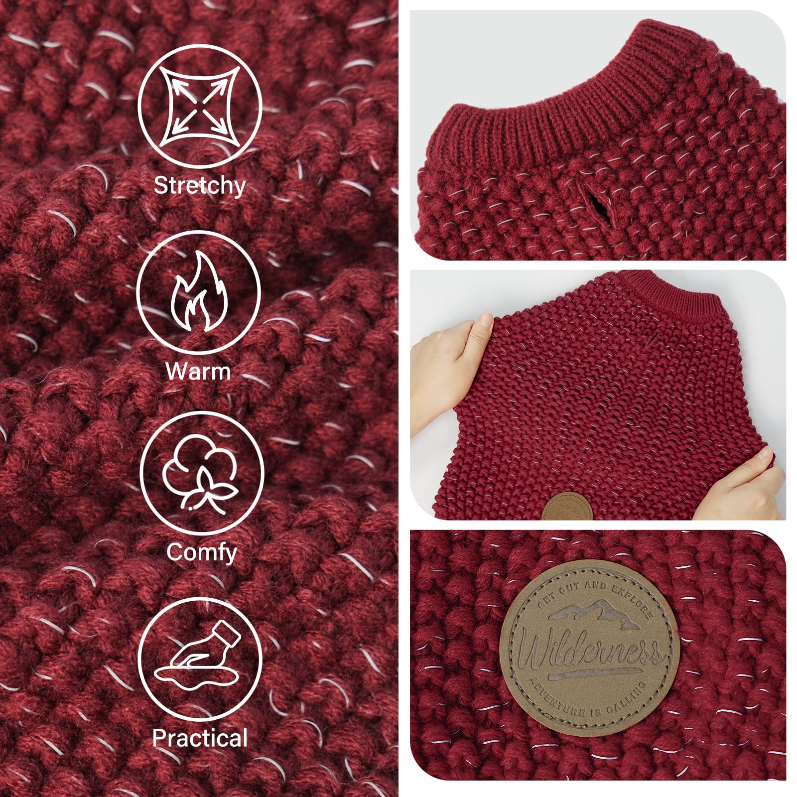 Kyeese Dog Sweater Classic Dog Clothes Comfy Pet Coats With Leash Hole Stretchy Clothes Medium Size Pet Warm Coats For Medium Do
