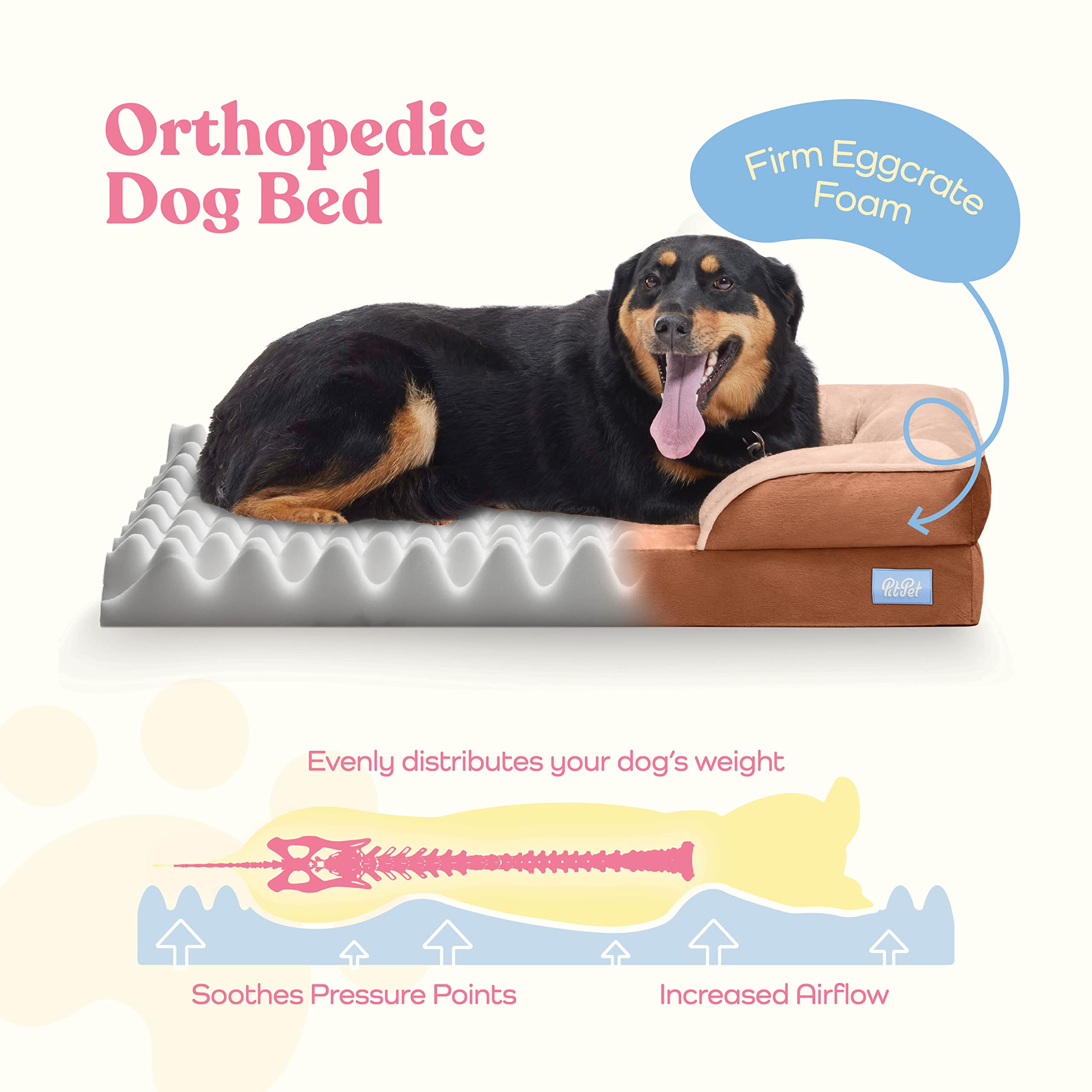 Orthopedic Sofa Dog Bed - Ultra Comfortable Dog Bed For Large Dogs - Breathable & Waterproof Pet Bed- Egg Foam Sofa Bed With Extra Head And Neck Support - (Xx-Large, Brown)