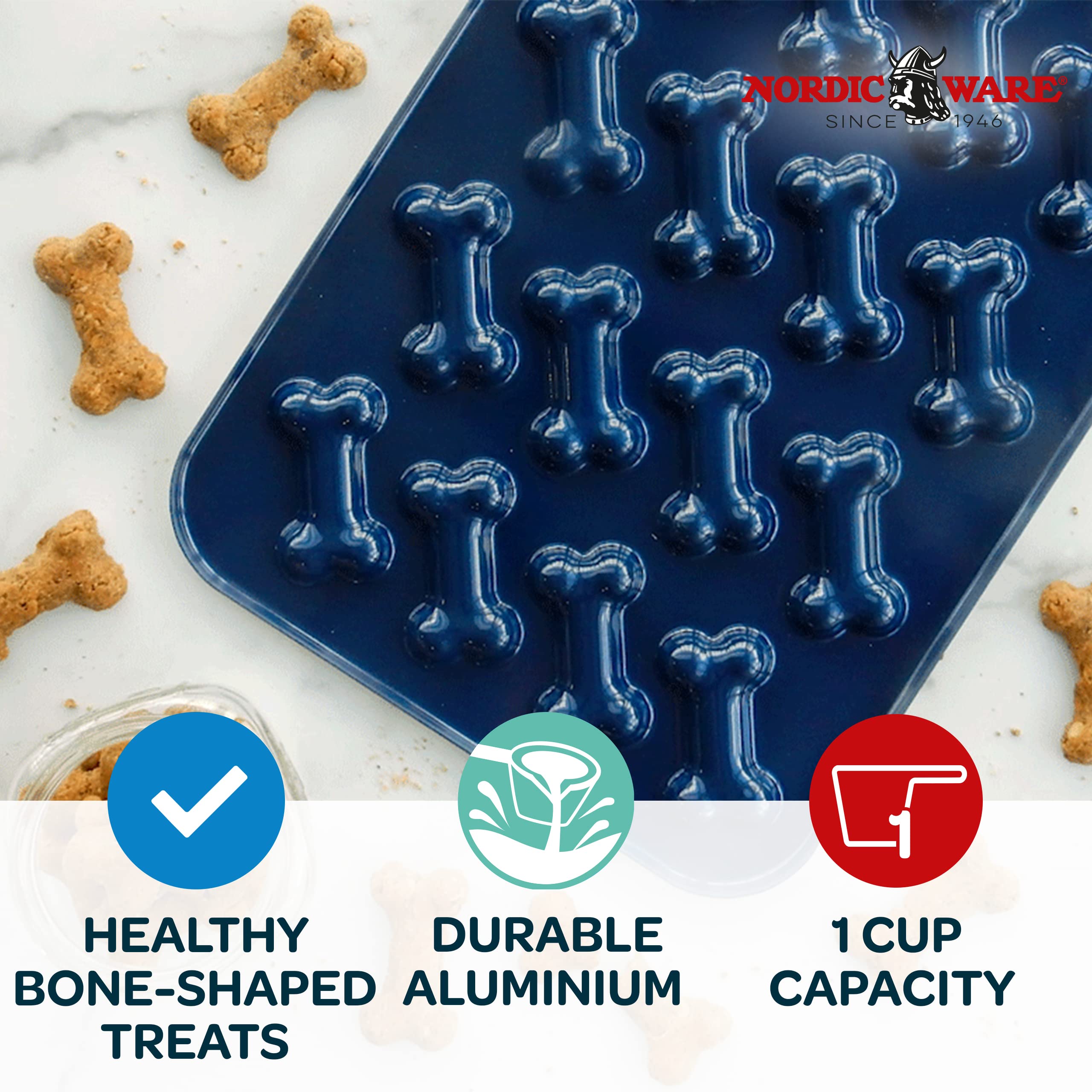 Nordic Ware Puppy Love Pan, 16 Cavities, Navy