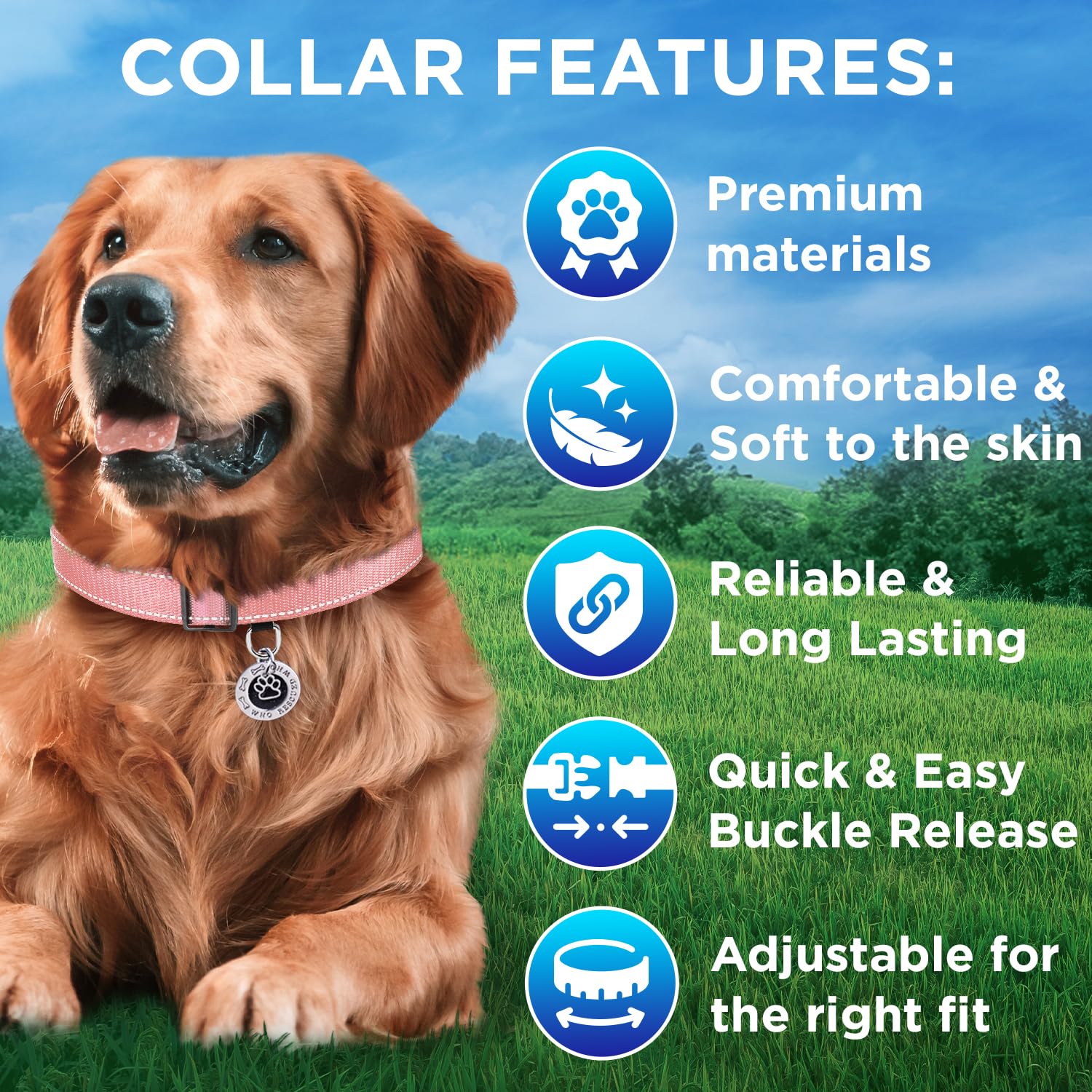 Teceum Reflective Pet Collar - Pink - Xl - Extra Soft Padding - Basic Nylon Dog Collar - Quick Release Buckle - Fits Small, Medi