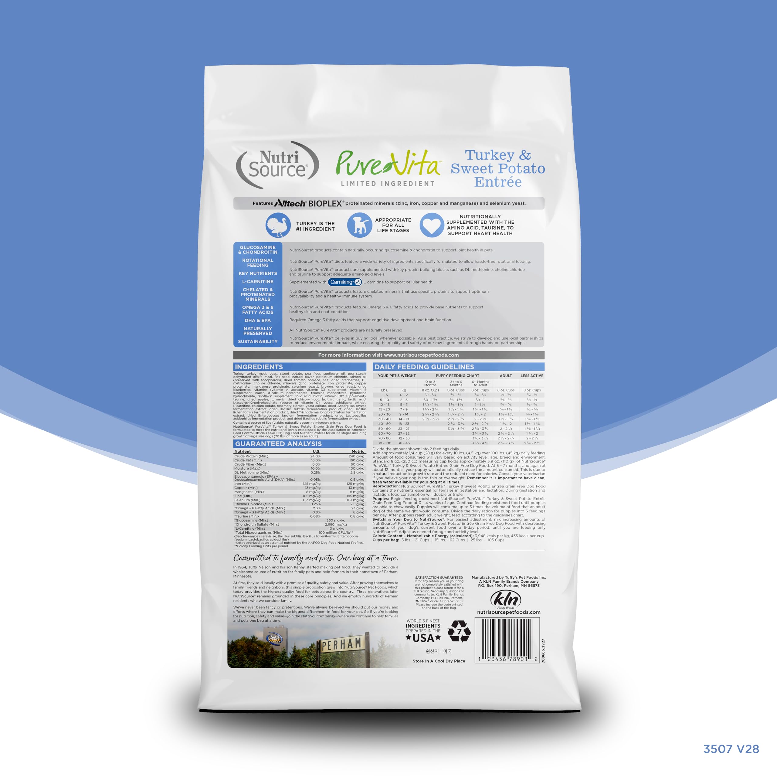 NutriSource Pure Vita Limited Ingredient Grain Free Dry Dog Food, Turkey and Sweet Potato, 12LB