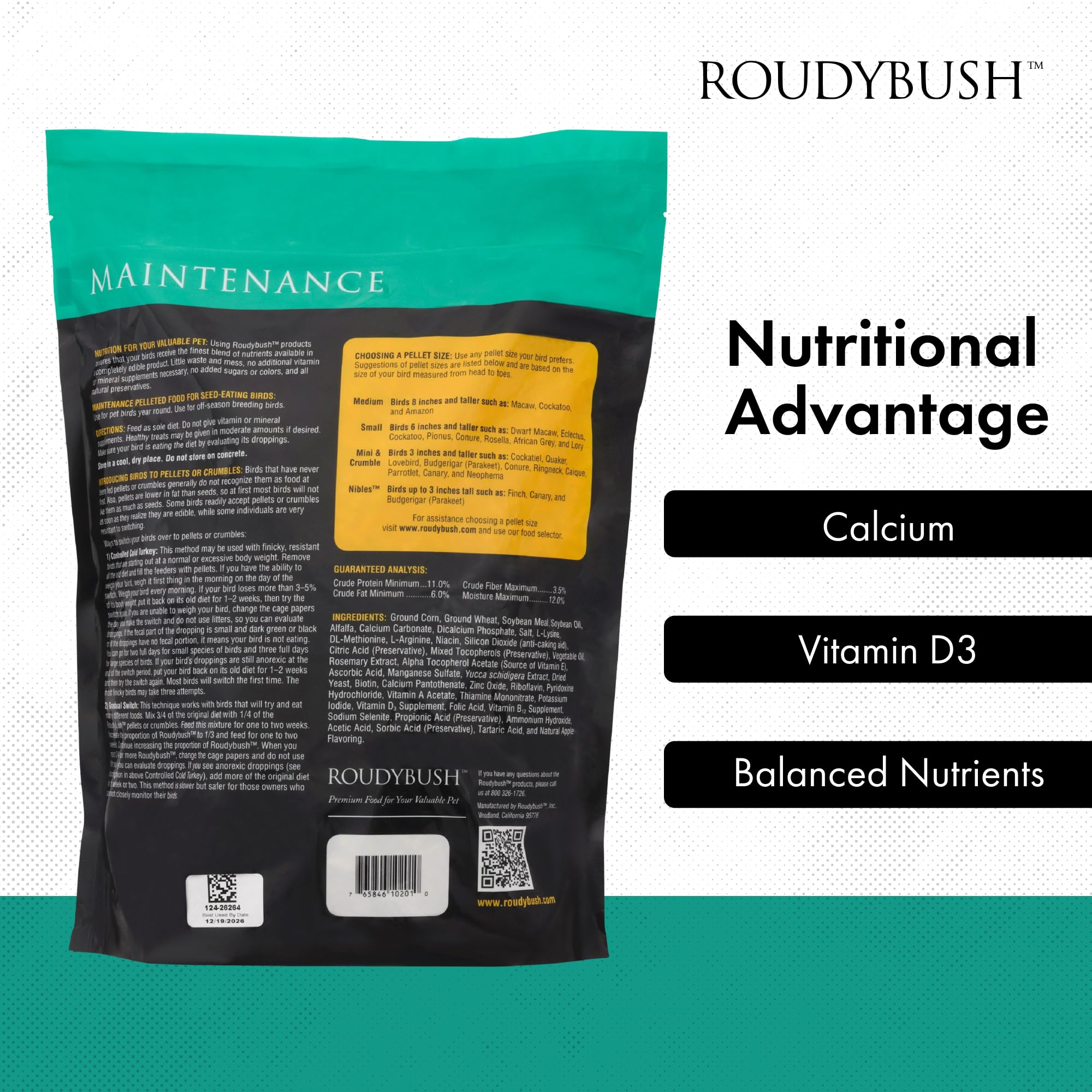 RoudyBush Daily Maintenance Bird Food, Medium, 10-Pound (Packaging May Vary)