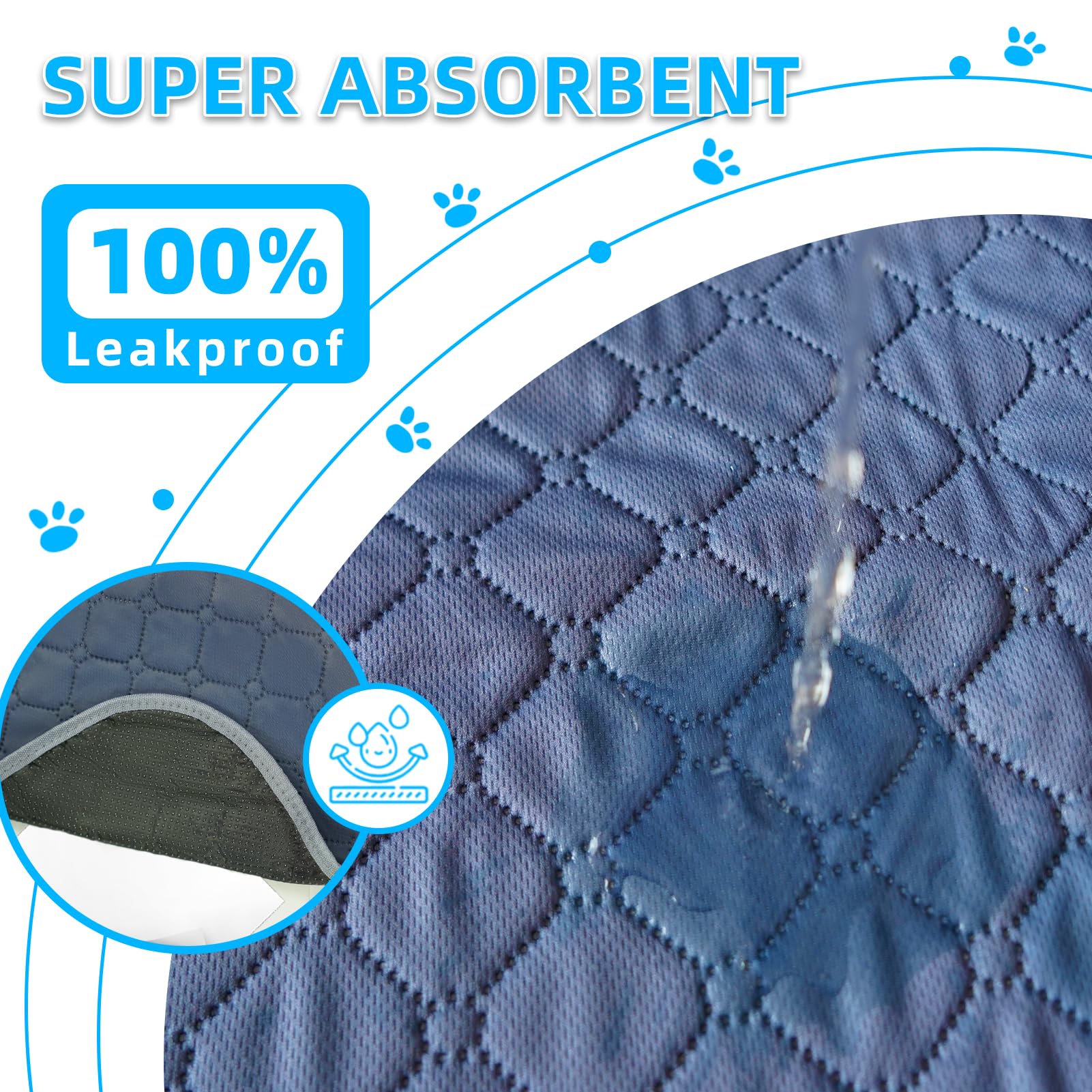 Washable Pee Pads For Dogs - 2 Pack Reusable Pee Pads Waterproof Absorbent Puppy Pads Prevent Leakage Non-Slip Pet Training Pads
