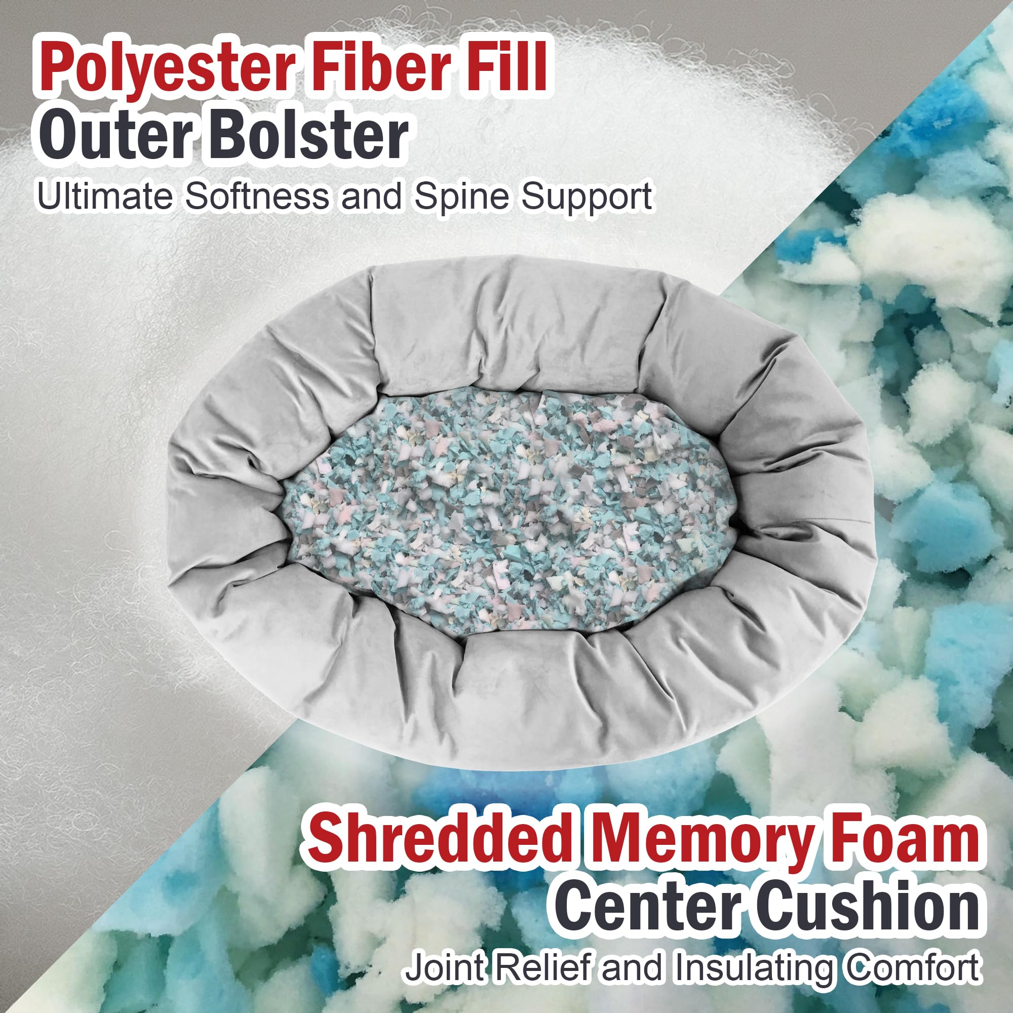 Majestic Pet 32 Inch Suede Shredded Memory Foam Mix Calming Medium Dog Bed Washable 32 x 23 x 7 (Inch) - Cozy Soft Round Donut D