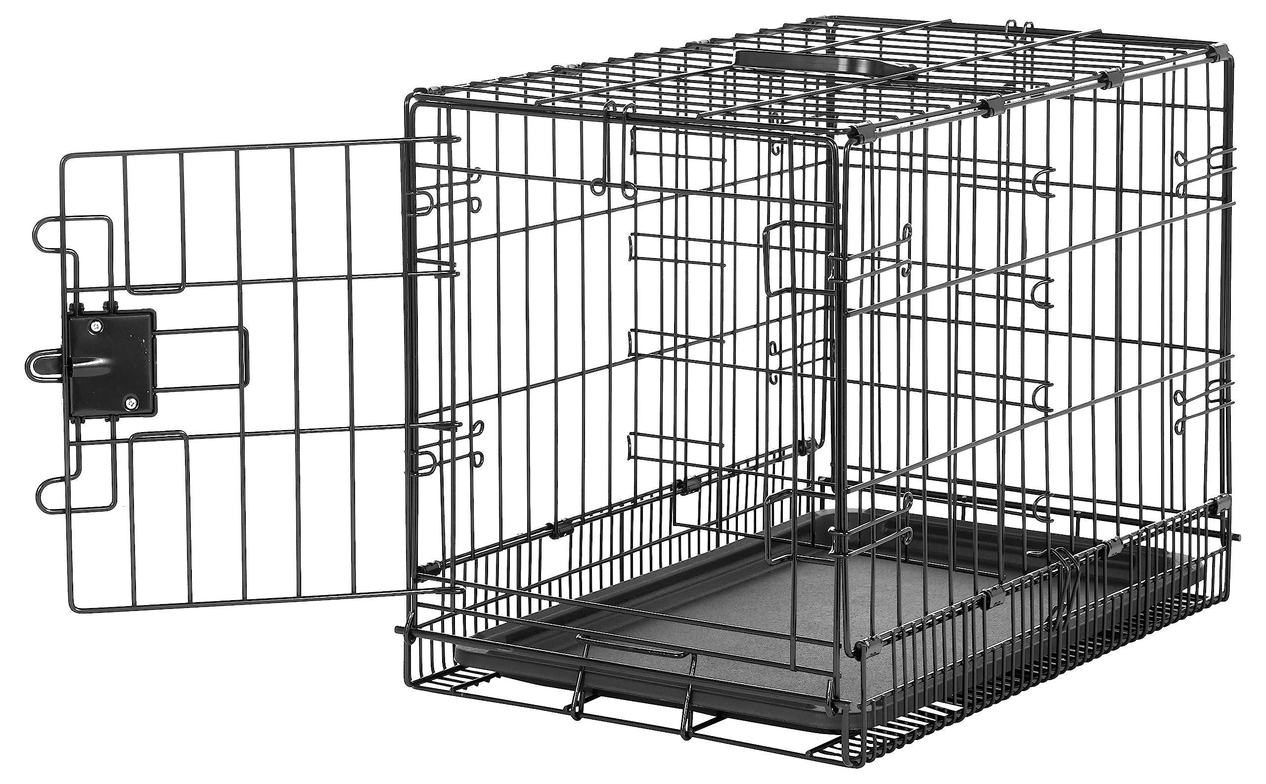 Amazon Basics Durable, Foldable Metal Wire Pet Crate With Tray, Portable And Sturdy For Travel, Single Door, Divider Panel, Perf