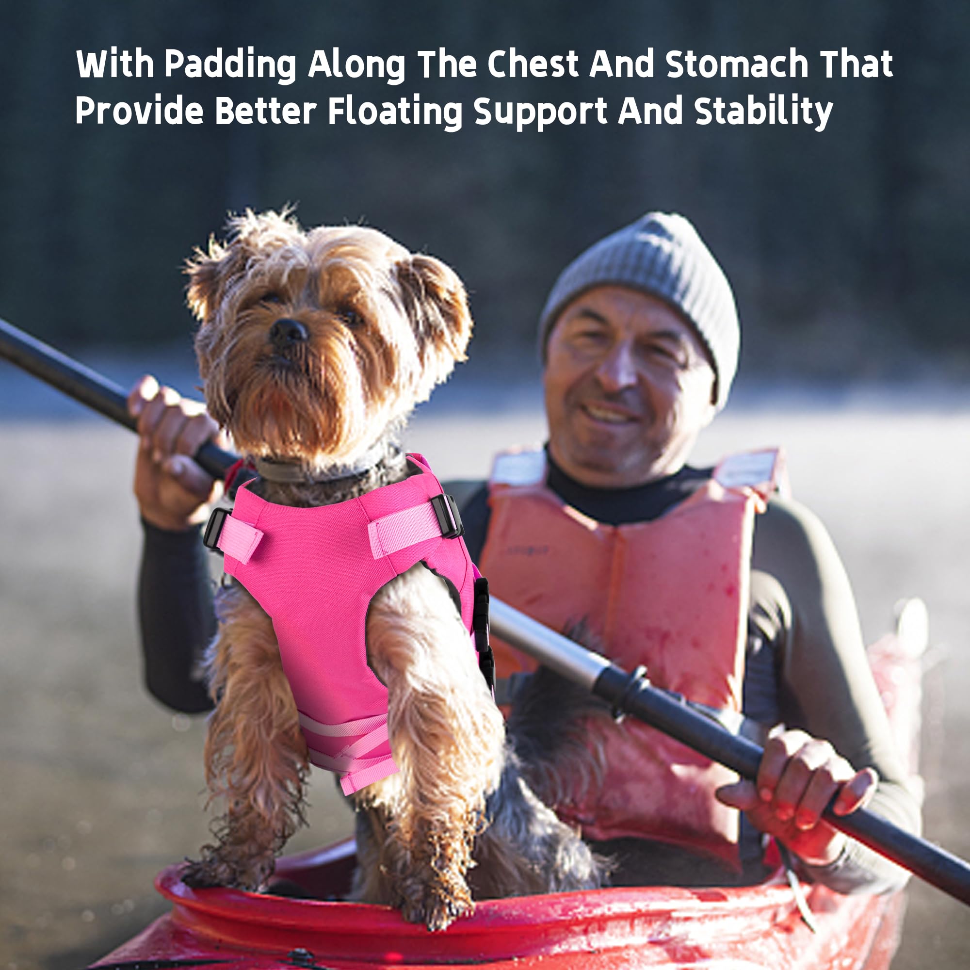 Dogcheer Dog Life Jacket With Double Rescue Handle, Reflective Dog Harness Life Vest For Swimming Boating, Adjustable Pet Swim V