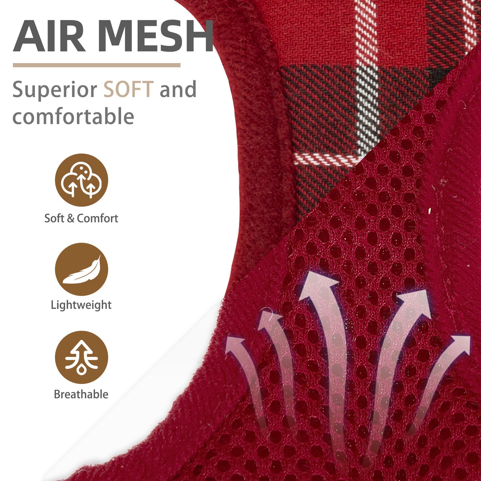 Pupteck Soft Mesh Dog Harness And Leash Set Step-In Plaid Puppy Padded No Pull Vest Harness For Xs Small Medium Sized Dogs Cats Outdoor Walking, Red S