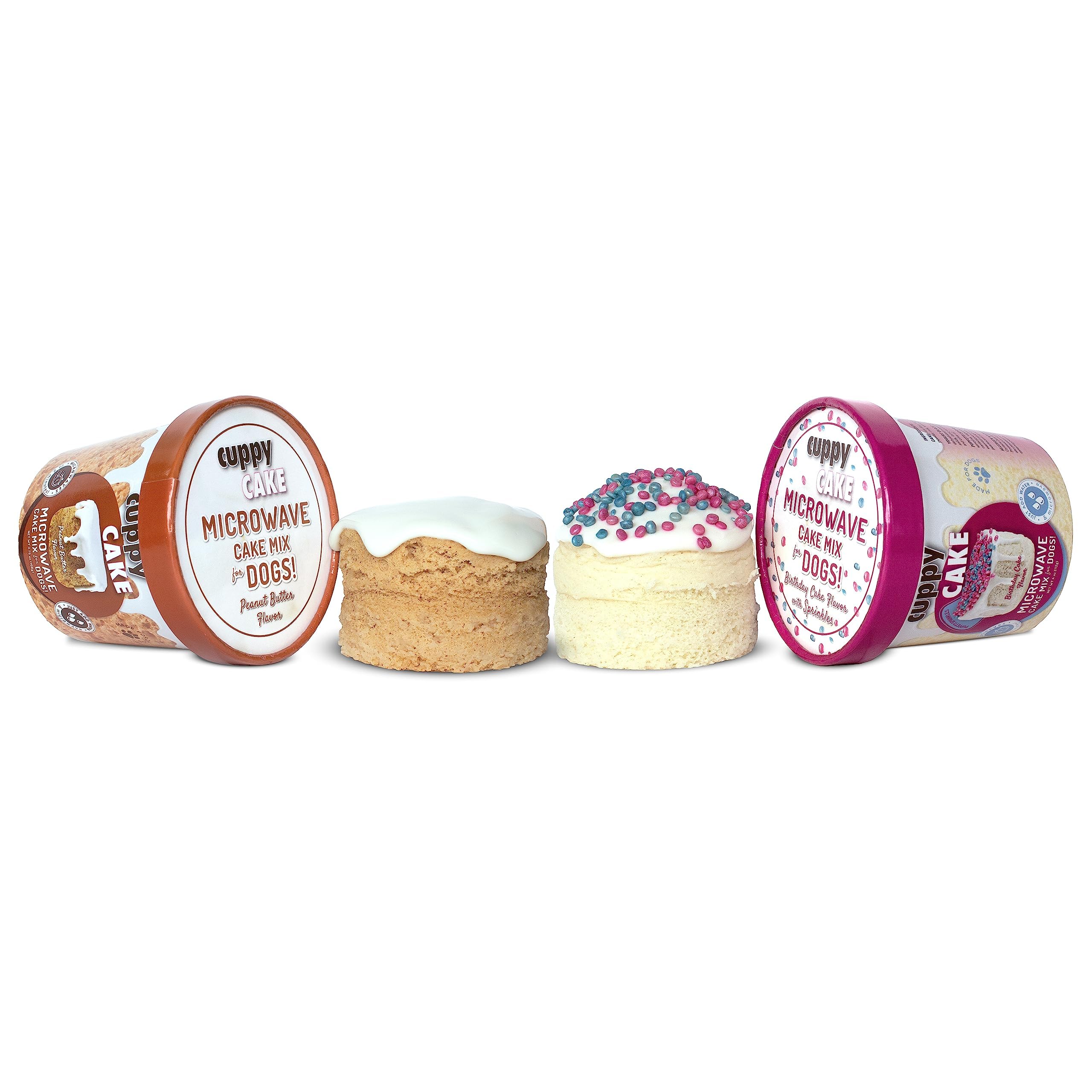 Cuppy Cake Microwave Dog Birthday Cake in a Cup - Just Add Water & Microwave, Ready in 2 Minutes - Icing and Sprinkles - (Birthd
