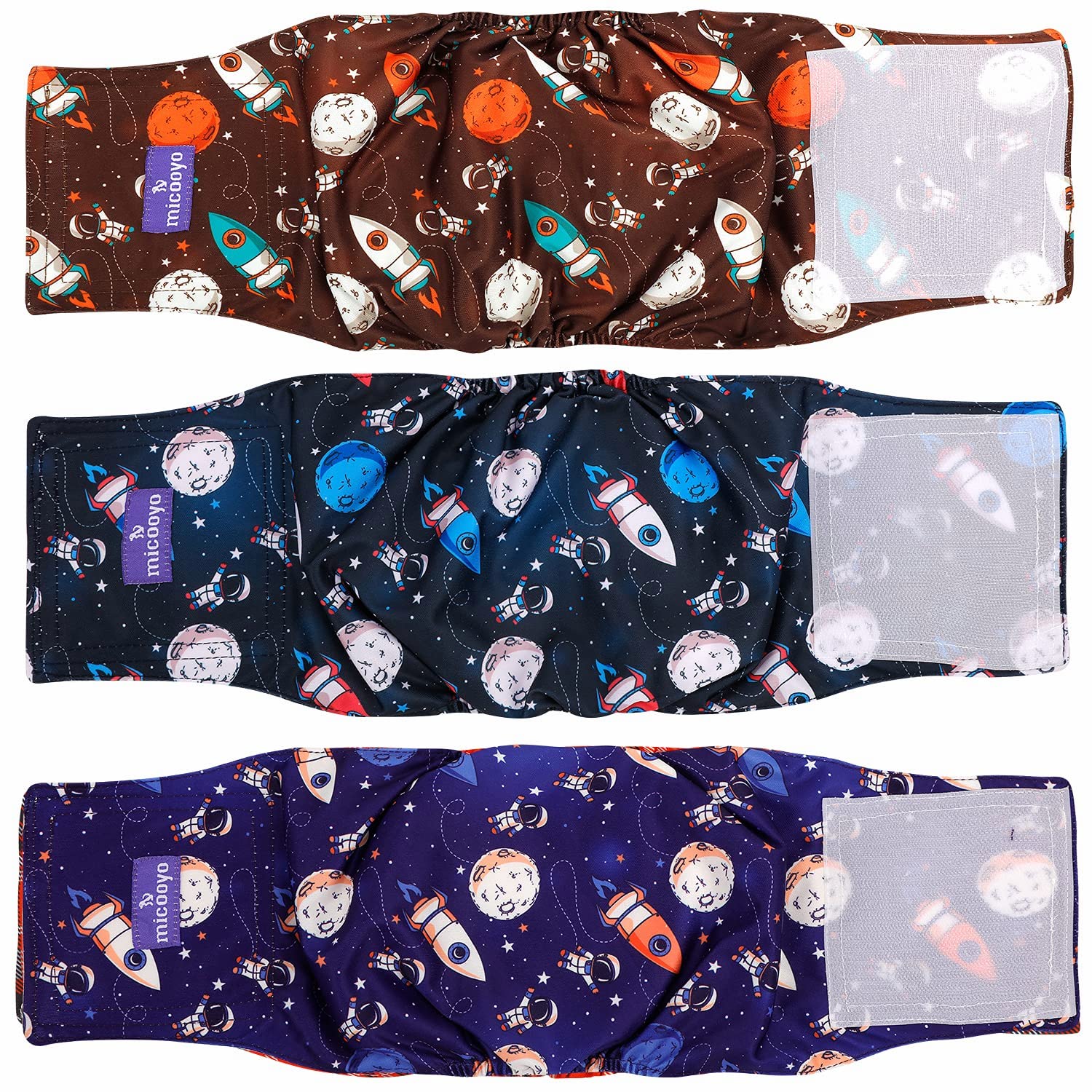 Micooyo Belly Bands For Male Dogs, 3 Pack Reusable Dog Diapers Male For Puppy Doggie, Washable Male Dog Wraps Xsmall (Xs, Space)