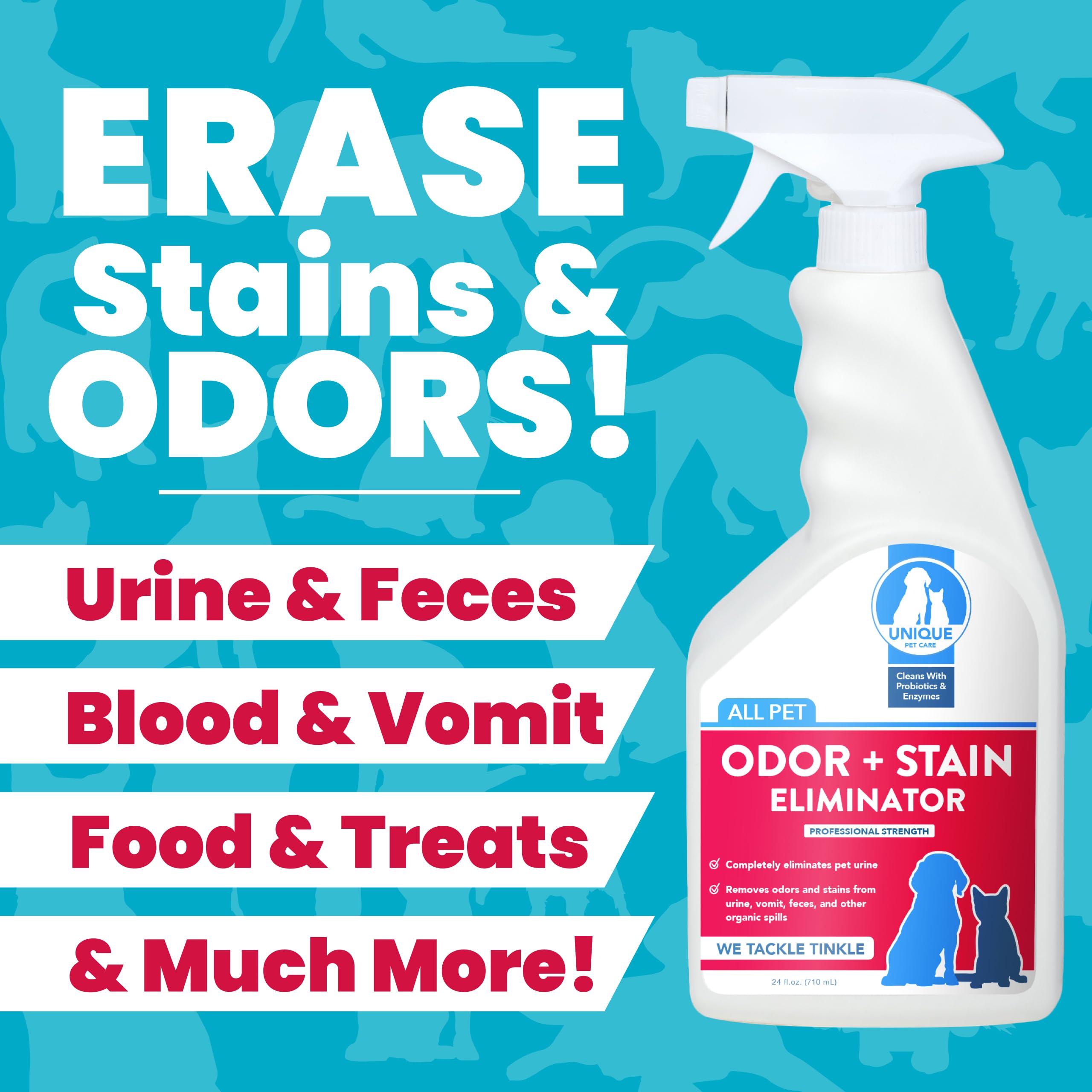 Unique Pet Odor Eliminator - Bio-Enzymatic Stain Spray - 24 oz. Opaque - Model 206-A