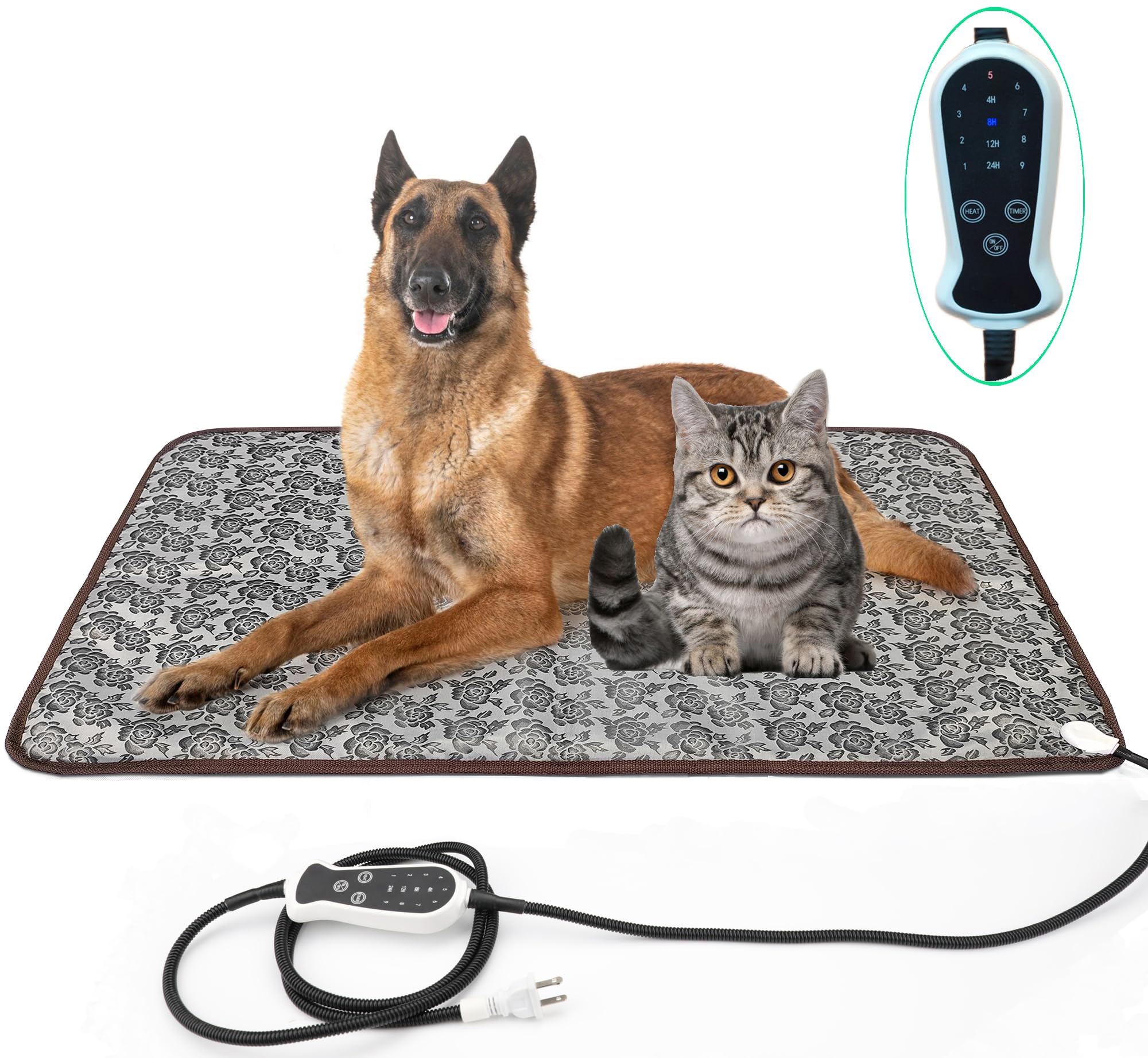 Deoman Pet Heating Pad Keep Dogs Cats Warming Extra Large Smart Timer Precise Temperature Control Waterproof Durable Material Ea