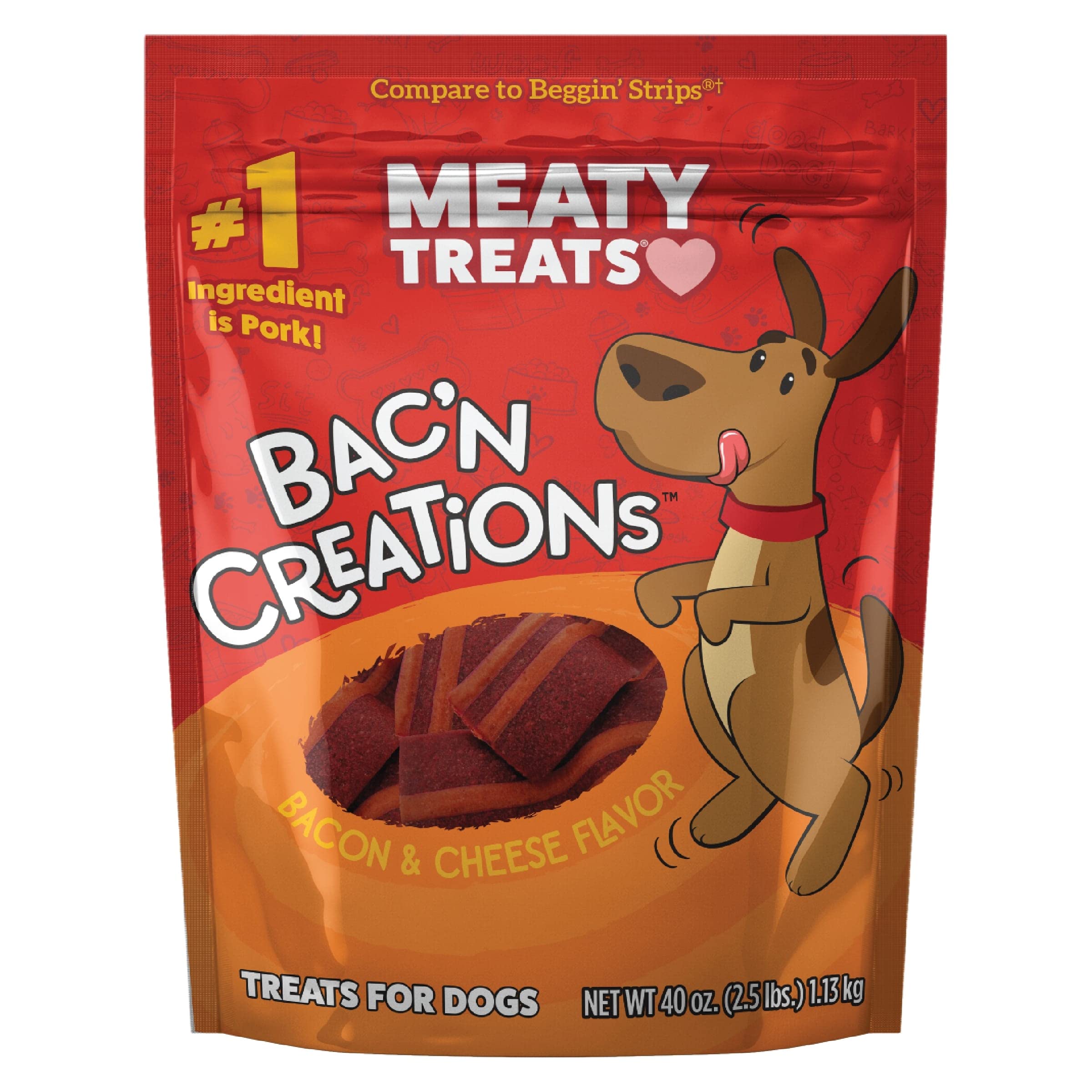 Meaty Treats Bacn Creations Bacon & Cheese Flavor, 40-oz.