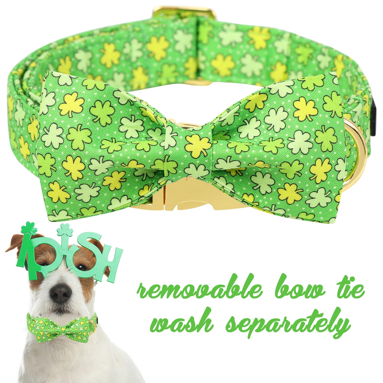 Unique Style Paws St. Patrick'S Day Dog Bandana Clover Bandanas With Flower For Small Medium Large Boys Girls Dogs
