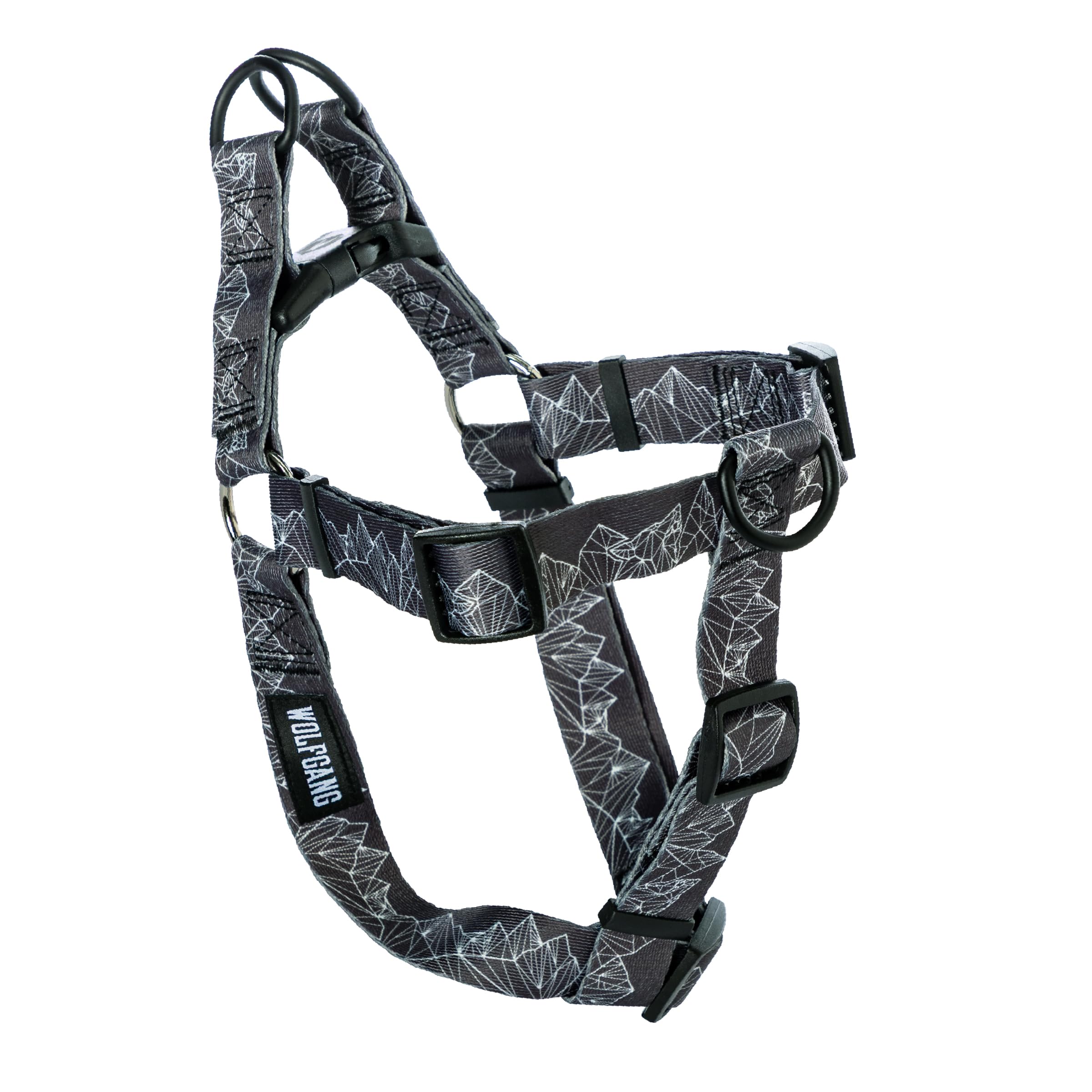 Wolfgang Heavy Duty Adjustable Dog Harness, Pull-Tested to Over 800 lbs for Walking & Training, WolfMountain Print, Large