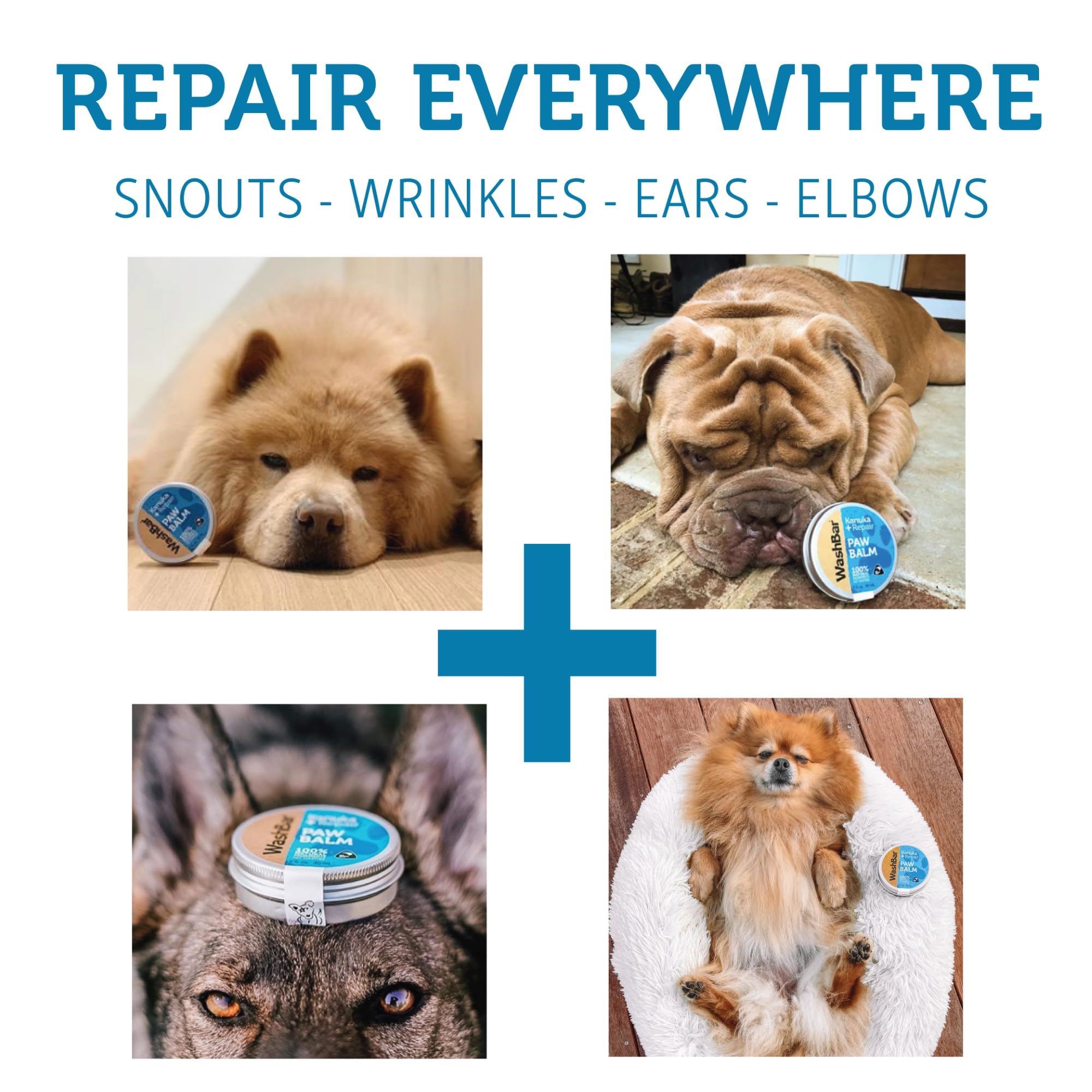 Washbar Dog Paw Balm For Cracked Paws | Natural Lick-Safe Paw Soother For Dog Paws, Nose And Skin | 1.7 Oz Tin, Dog Paw Cream To Moisturize, Protect And Repair From Foot To Snout