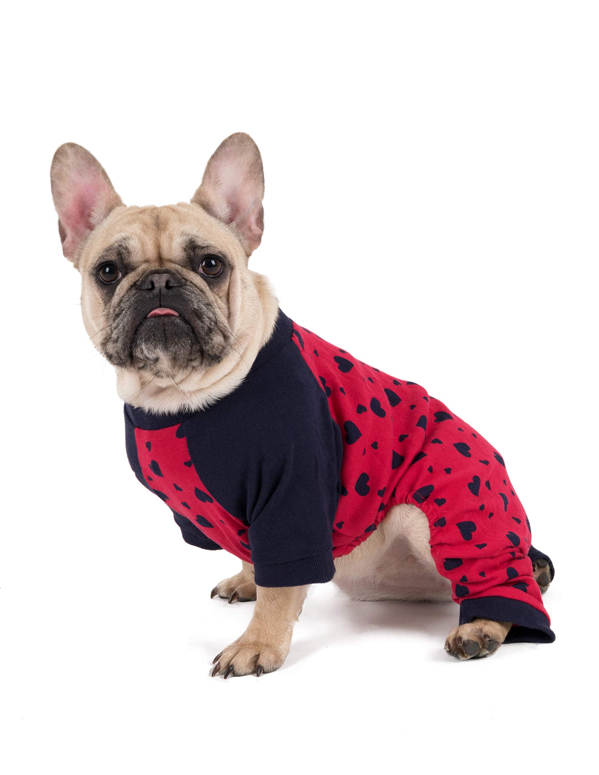 Leveret Matching Dog Pajamas Christmas Pjs 100% Cotton Navy Hearts Size Large