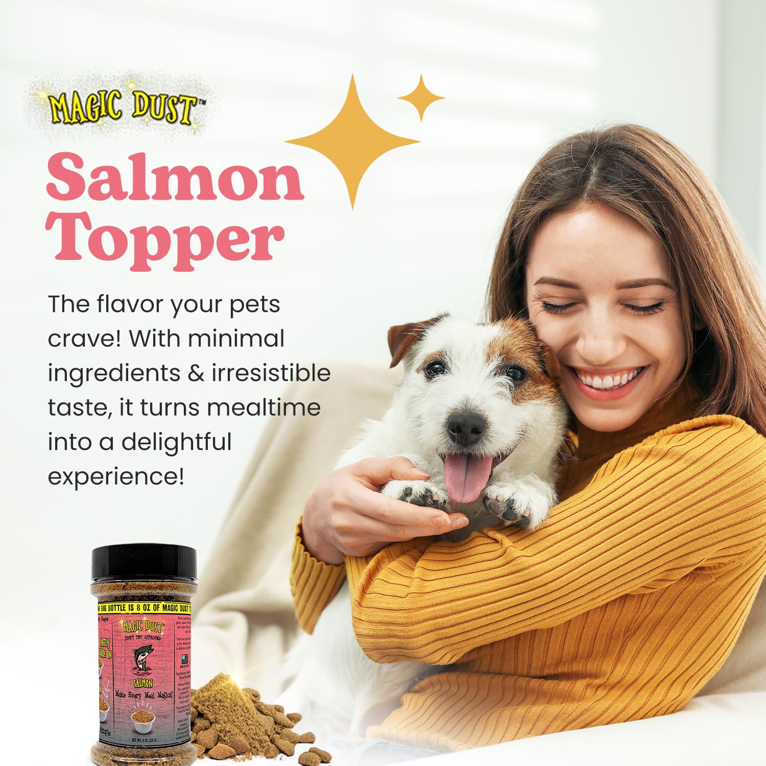 Wild Meadow Farms - Magic Dust Salmon Jerky Topper, Single Protein Pet Food Topper for Dogs & Cats, Enhance Flavor & Elevate Mea