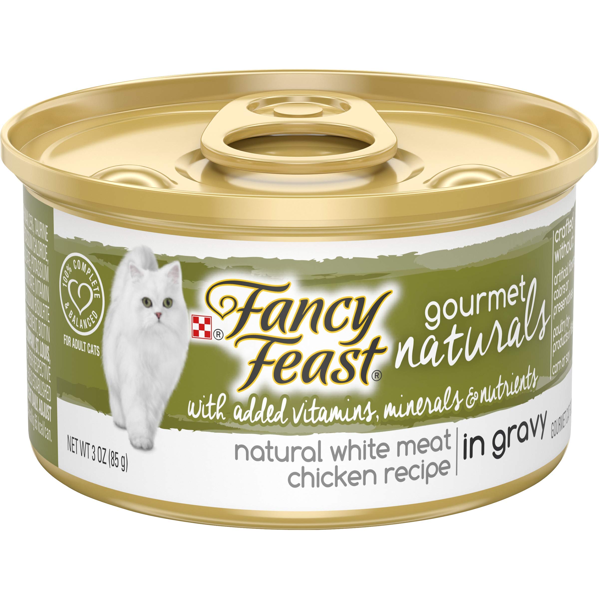 Purina Fancy Feast Wet Cat Food Gourmet Naturals White Meat Chicken Recipe in Wet Cat Food Gravy - (Pack of 12) 3 oz. Cans