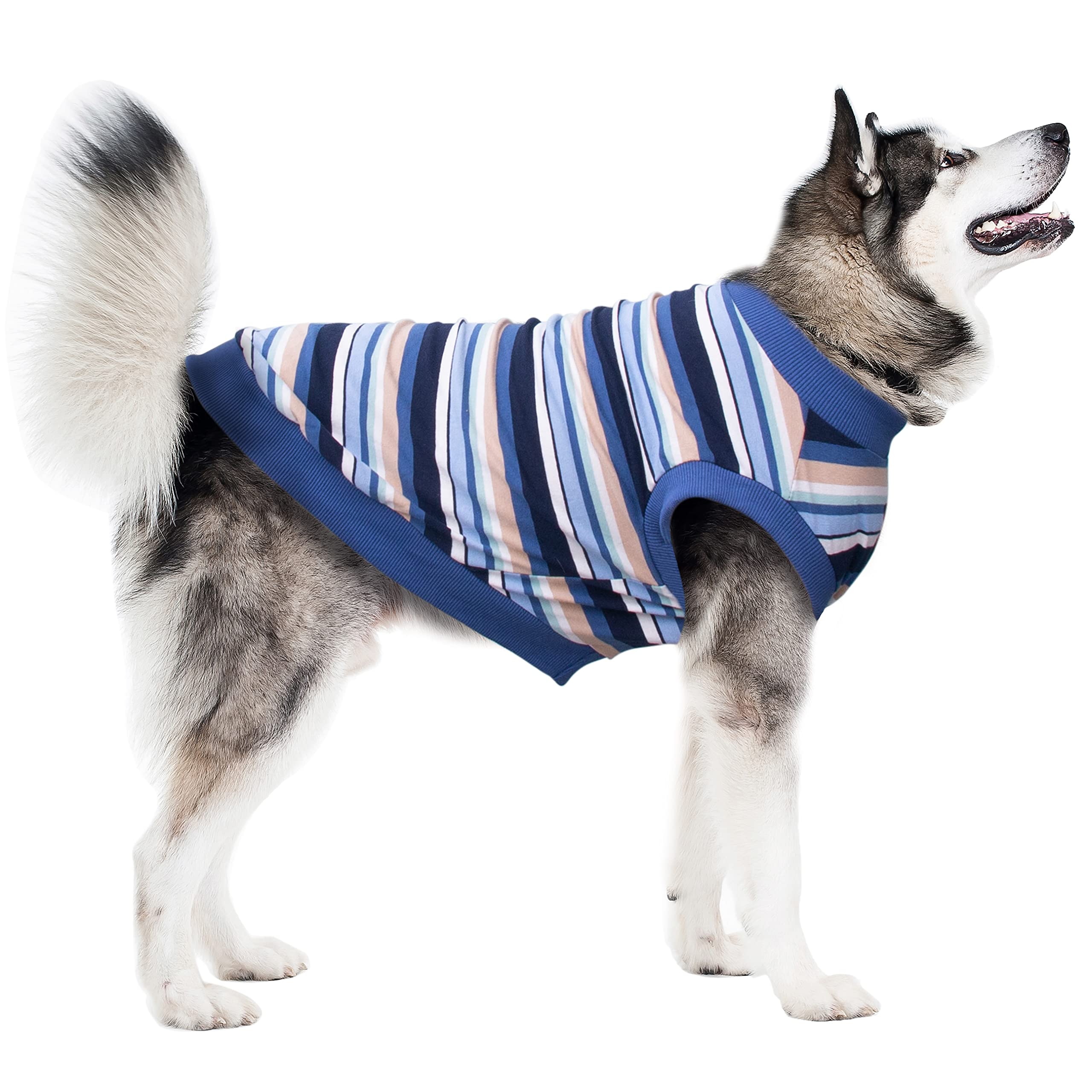 Arunners Extra Large Dog T Shirts Clothes Sleeveless Tank Top Vest For Labrador Rottweiler Great Dane, Blue, 6X-Large