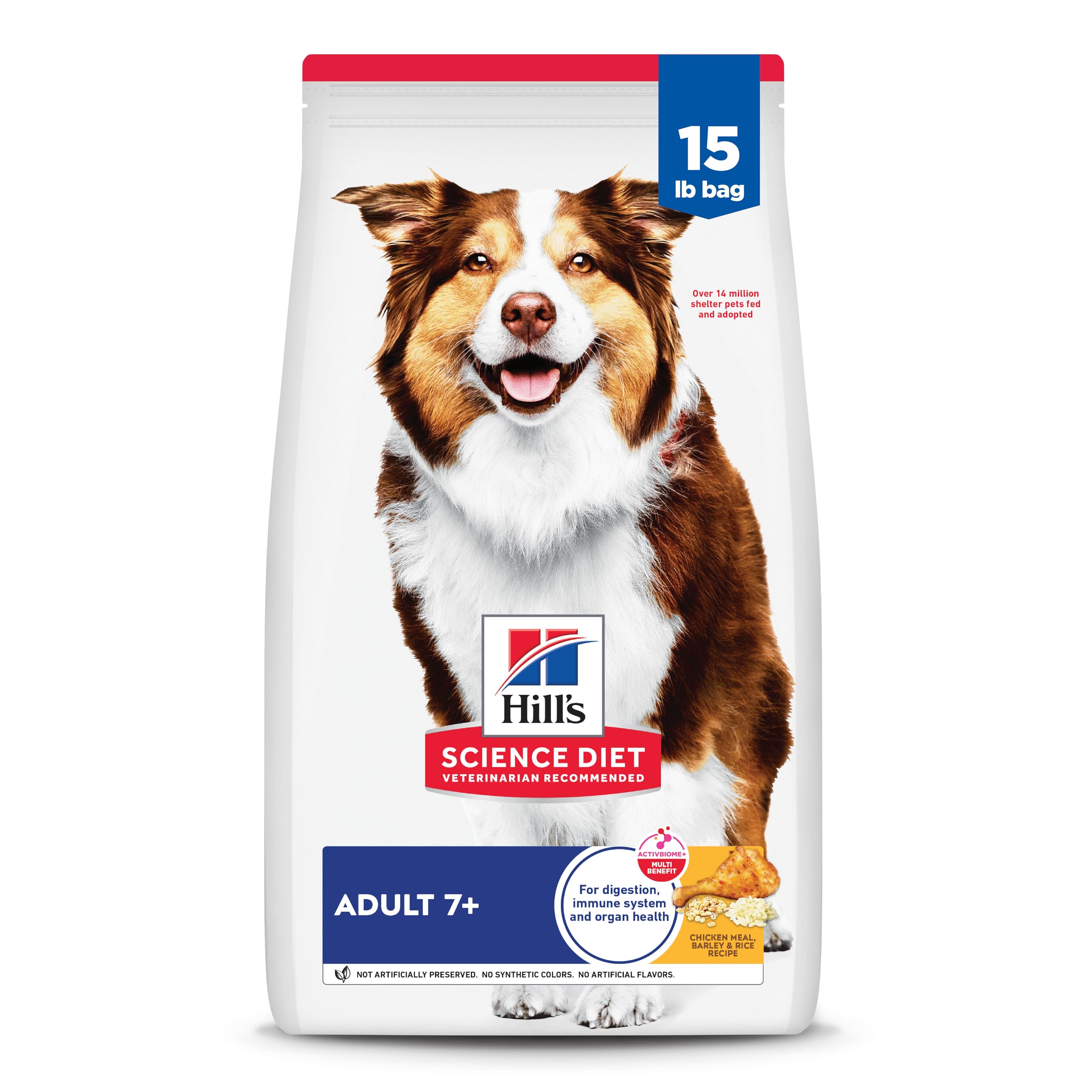 Hills Science Diet Senior 7+ Chicken Meal, Barley & Brown Rice Recipe Dry Dog Food, 15 lbs.