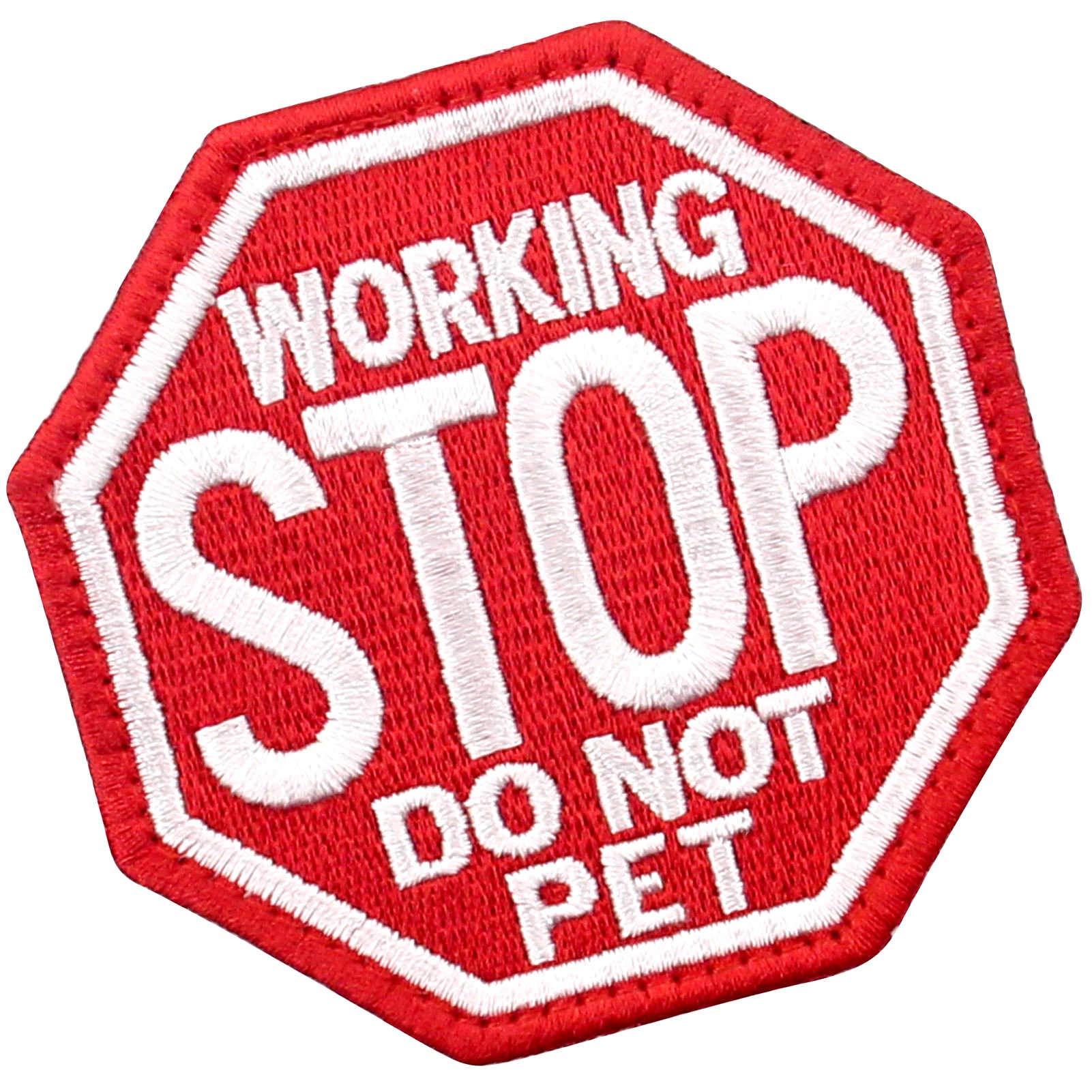 Tailwag Planet Service Dog Working Stop Do Not Pet Morale Tactical Patch Embroidered Badge Fastener Hook & Loop Emblem, Red & White