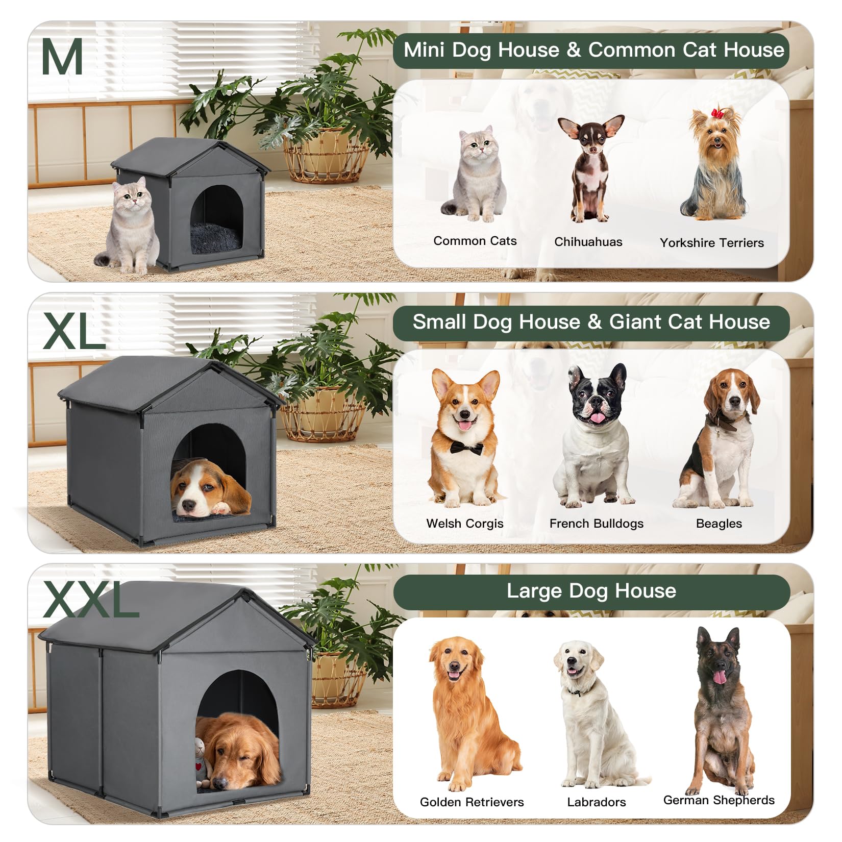 Loobmbns Large Dog House Soft Indoor With Internal Size 30X28X23In For Labrador Husky Samoyed Golden Retriever German Shepherd,
