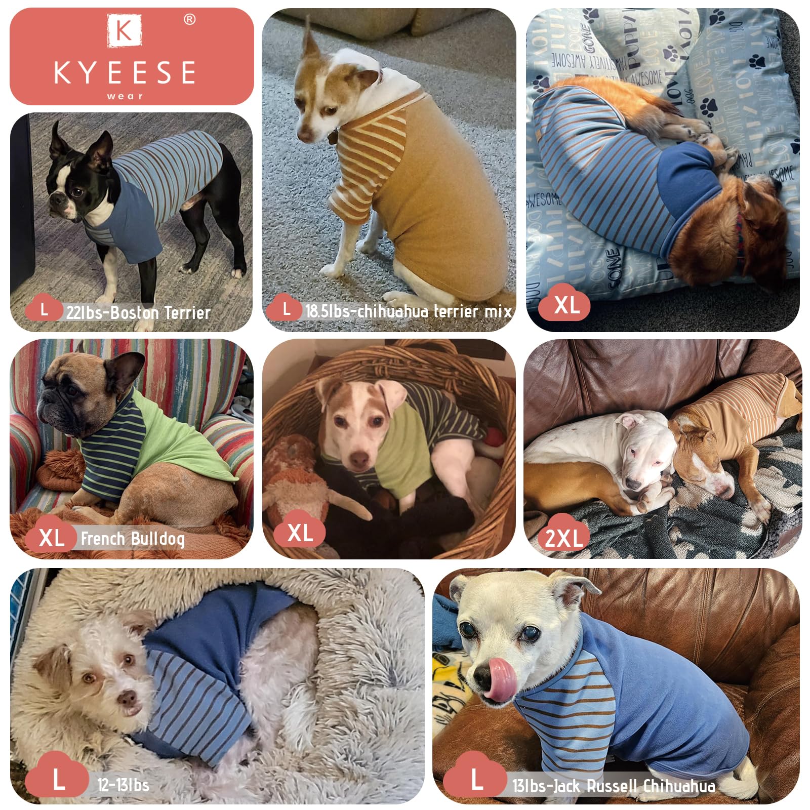 Kyeese 2Pack Dog Sweaters Fleece Coats Stretchy Soft Dogs Sweatshirt Dog Clothes Lightweight Dogs Coats Comfort Dachshund Clothe
