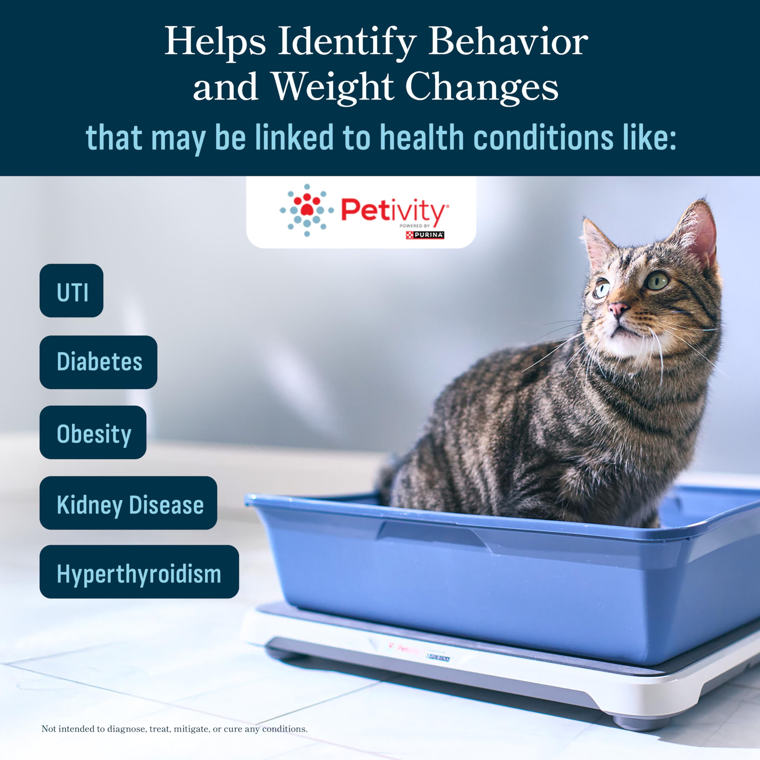 Purina Petivity Smart Litter Box Monitor - Cat Weight Scale & Health Tracker, 5.5 lb, Plastic, AI Alerts, App for Multiple Cats