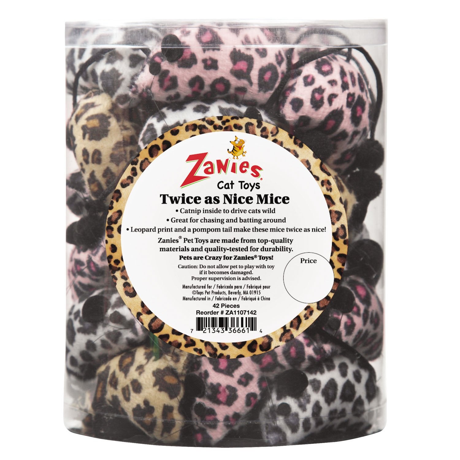Zanies ZA11071 42 42Piece Twice as Nice Mice Canister Set Toy