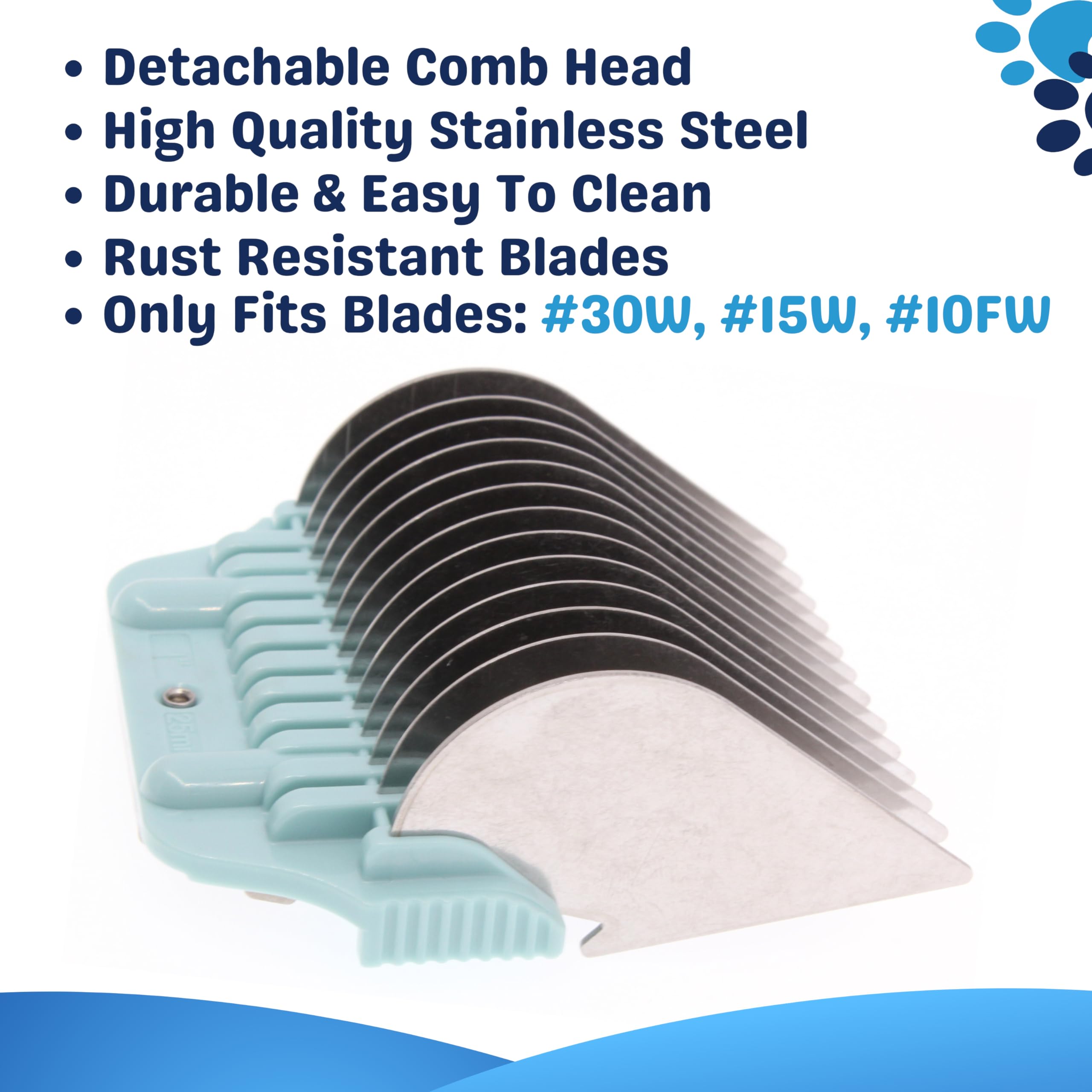 Bucchelli 25Mm 1'' Cut Wide Clipper Guard Attachment Fits For A5 Type Blade | Stainless Steel Blade For Professional Groomers An