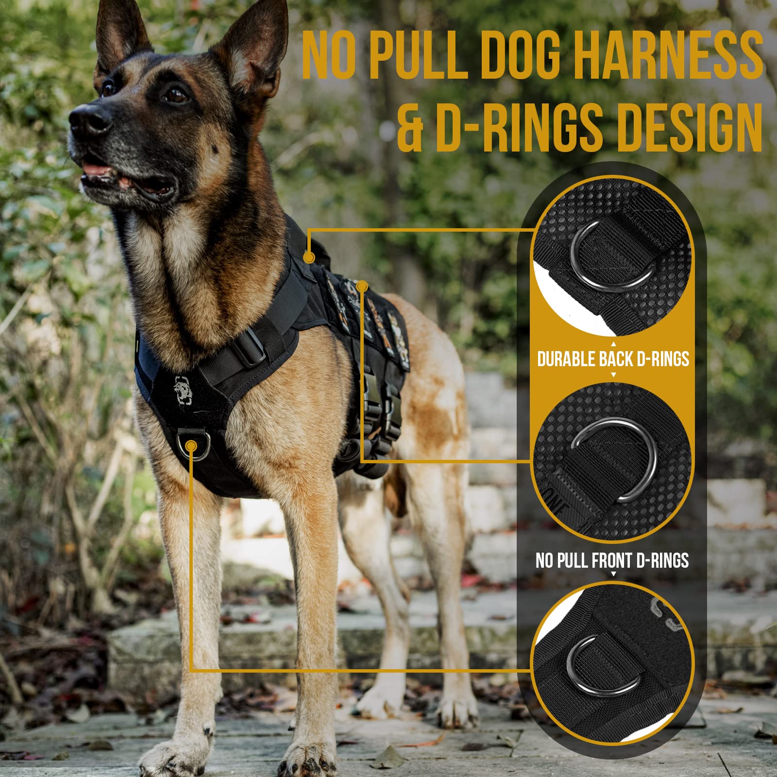 Onetigris No Pull Tactical Dog Harness For Medium Large Dog, Mesh Design Breathable Military Dog Molle Vests With Handles, Servi