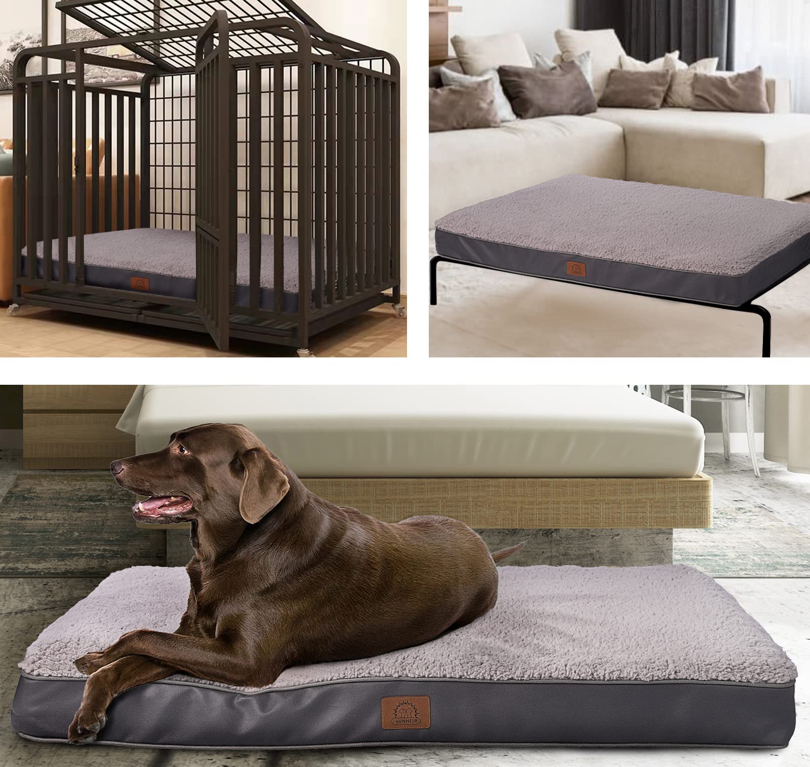 Extra Large Dog Bed Waterproof Dog Bed, Jumbo Orthopedic Dog Beds With Removable Washable Cover For Large Dogs, Pet Bed Mat Egg-Crate Foam, 3Xl(47.5'X29'X4'), Grey