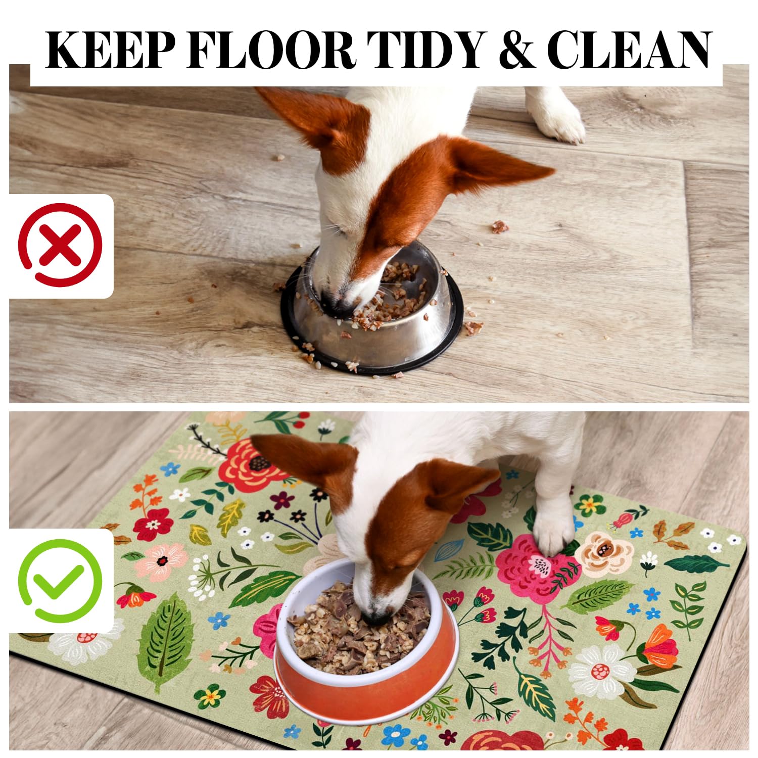 Eco-Friendly Pet Supplies: Absorbent Quick Dry Cat & Dog Food Mat, 24 x32