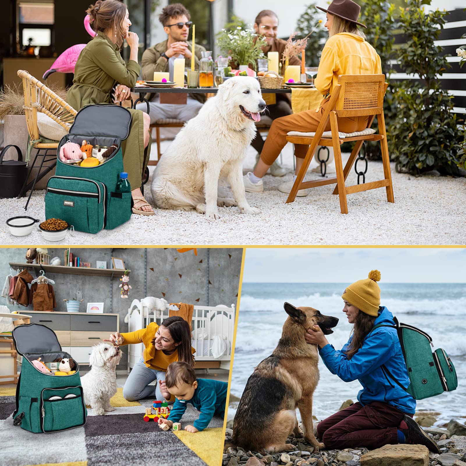 BAGLHER Travel Dog Backpack - Detachable Travel Dog Food Container for Pet Supplies Dog Gear Backpack,Dog Bag for Traveling with