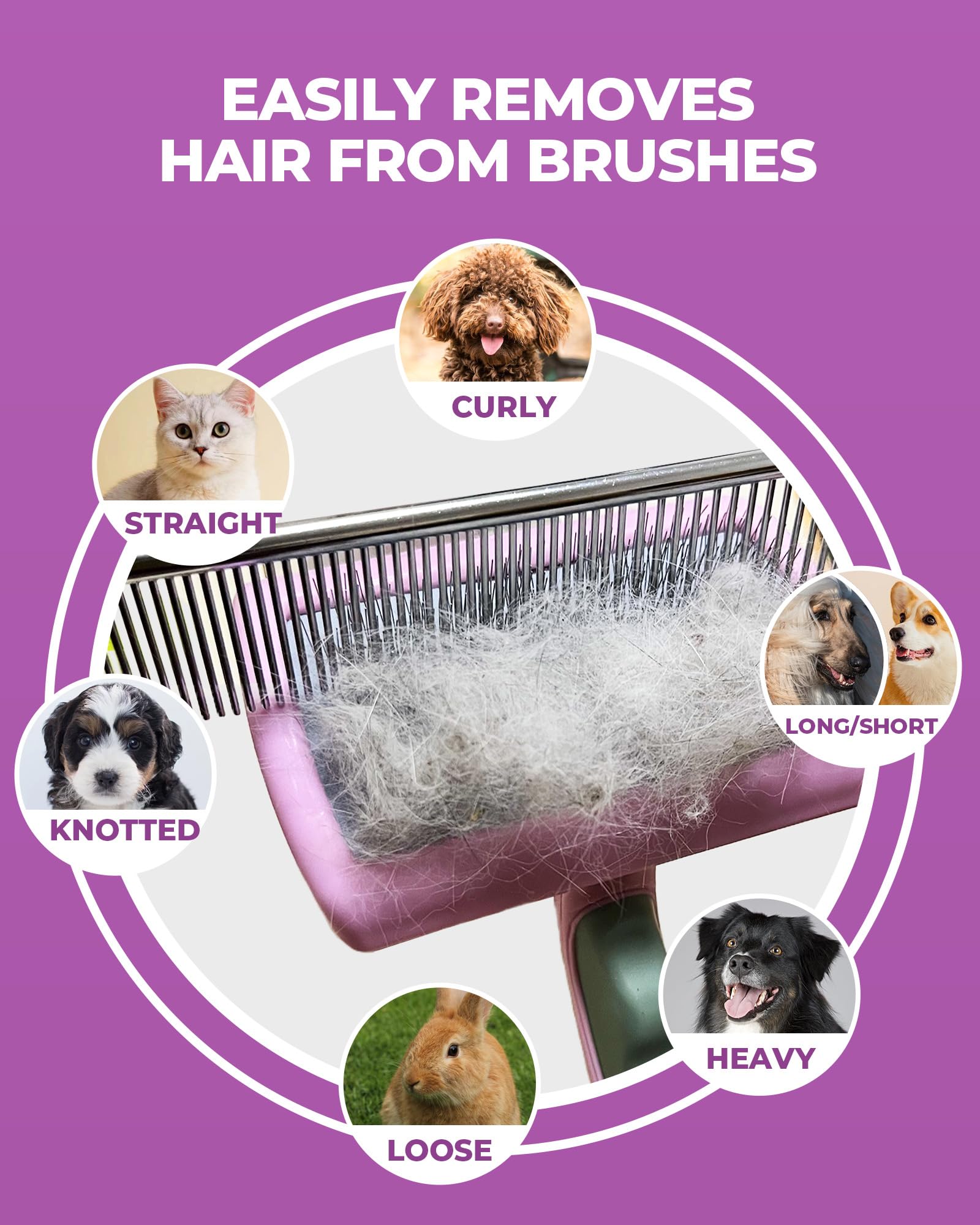 Kueiox Dog Brush For Shedding Grooming,6 Pack Long-Pin Brush Set For Long Haired Dog Cat Goldendoodles Poodles Doodles Purple