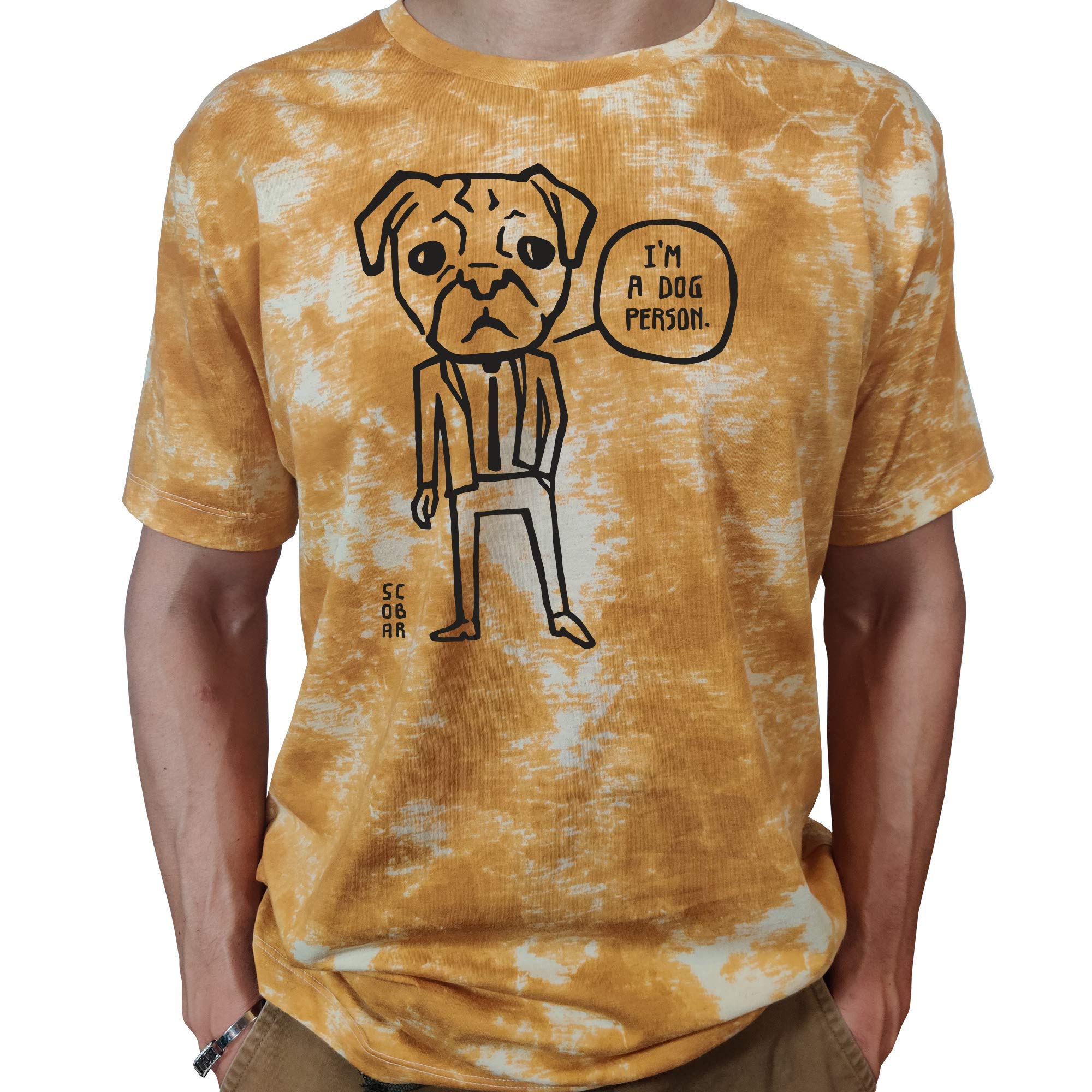 Cat/Dog Person T-Shirt (Dog Tie-Dye Yellow, X-Large)