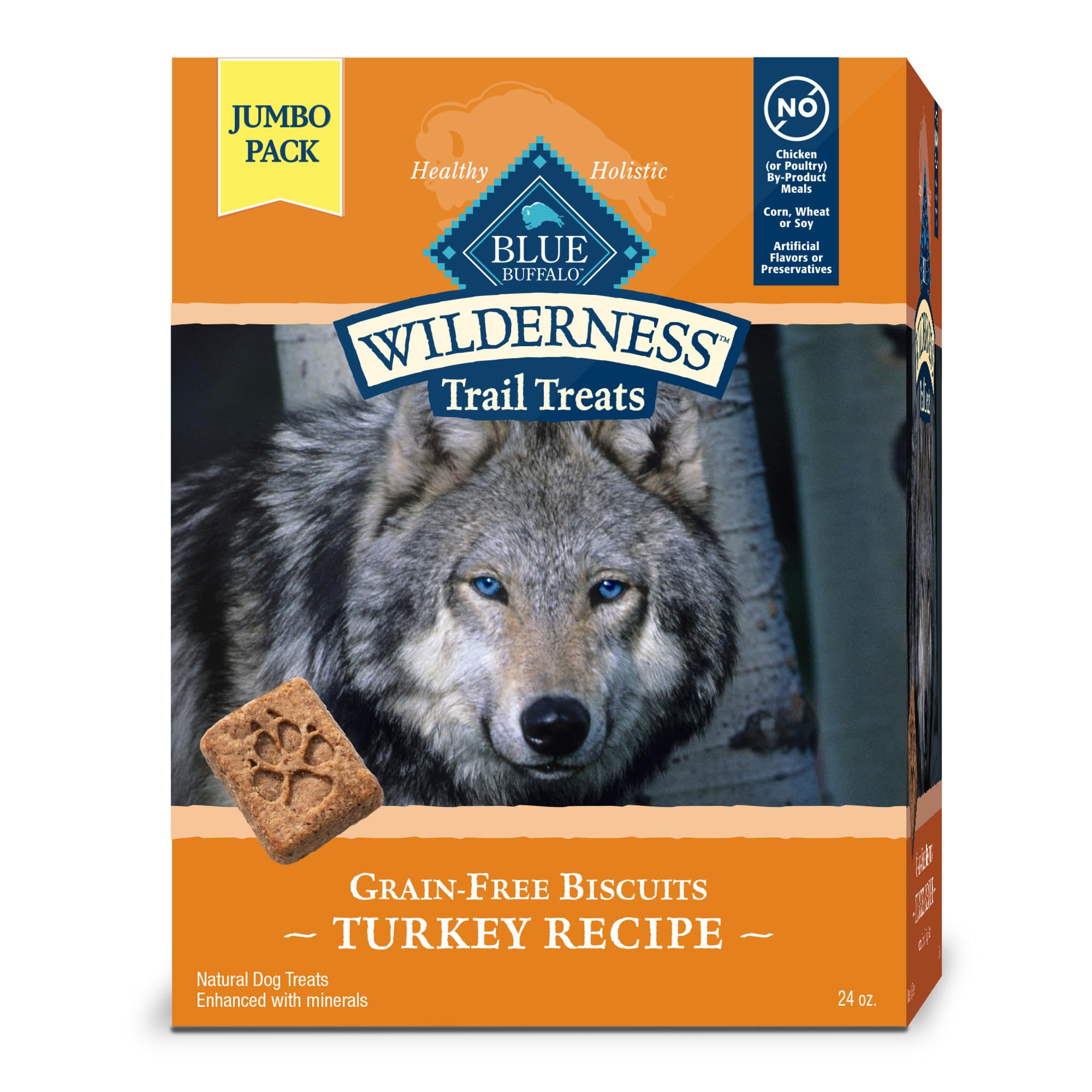 Blue Buffalo Wilderness Trail Treats High Protein Grain Free Dog Biscuits Crunchy Dog Treats, Turkey Recipe, 24-oz Bag