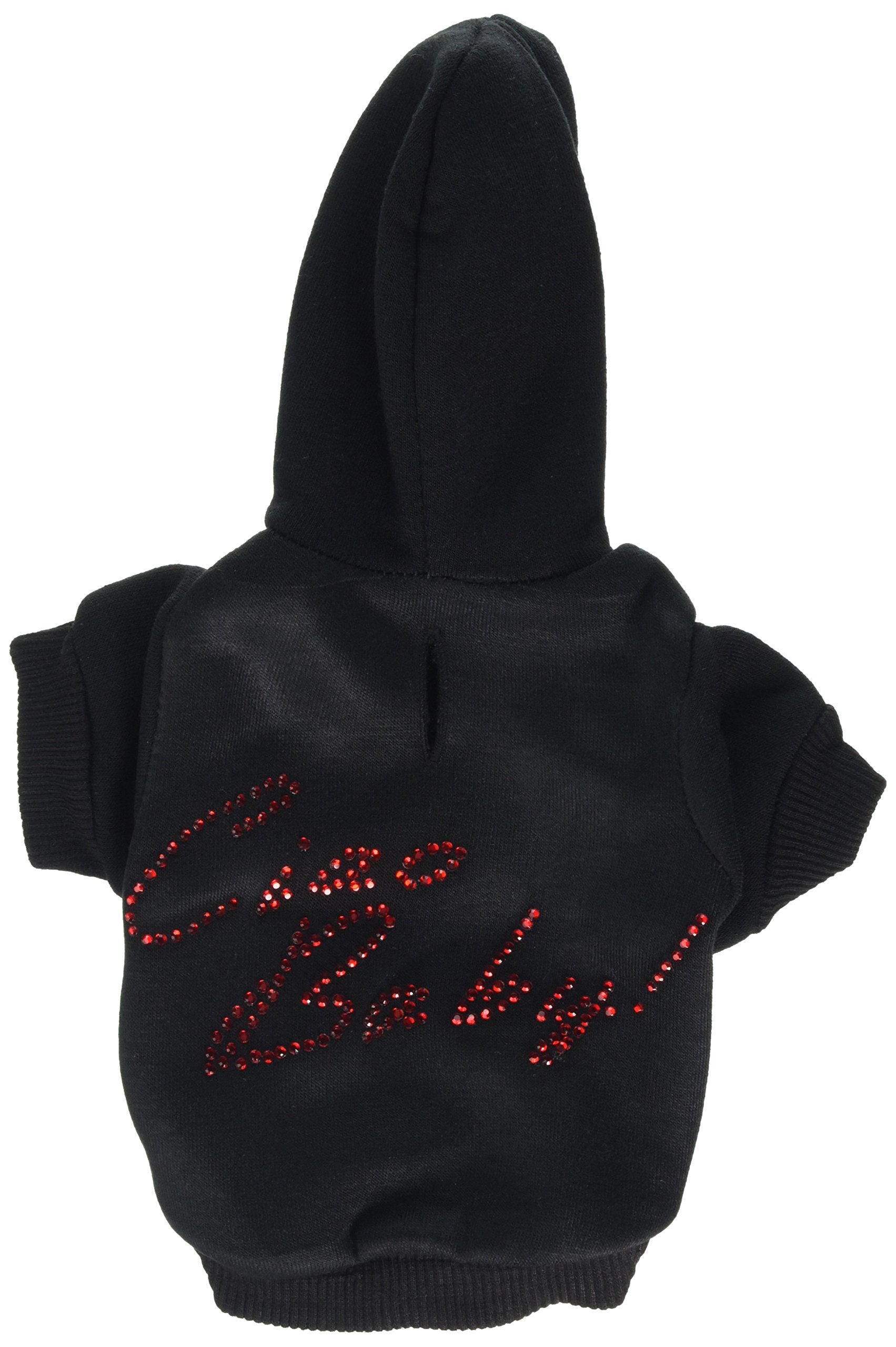 Pet, Dog & Cat Hoodie Rhinestone, "Ciao Baby" Black LG (10-14 lbs.)